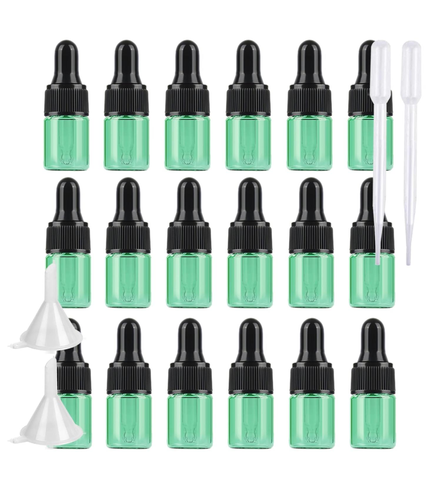 BPZXL 20 Pack 2ml Green Glass Pipette Bottles - Ideal for Aromatherapy & Essential Oils - Small Amber Dripping Bottles - Buy Online on GoSupps.com