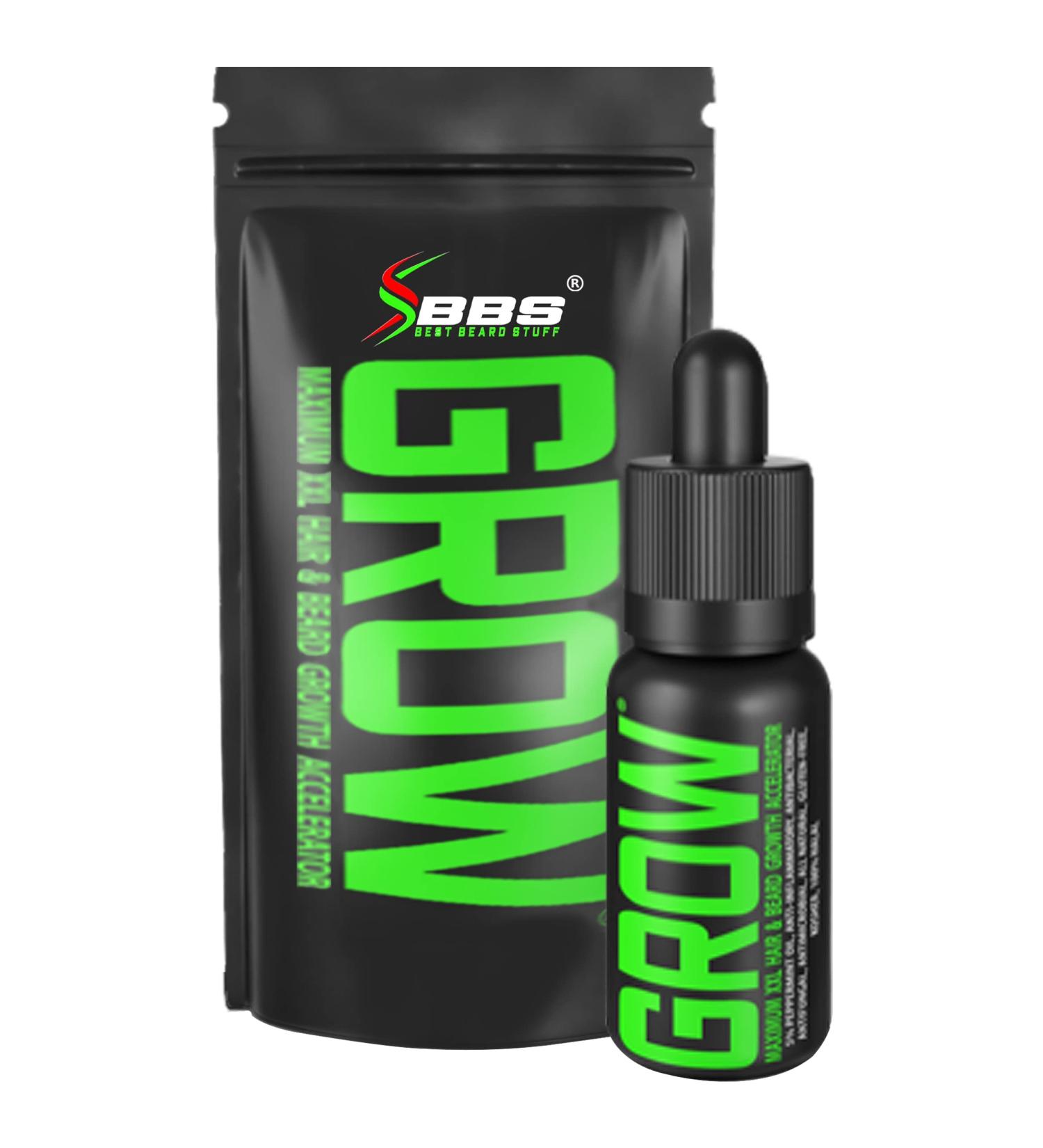 GROW Maximum XXL Hair & Beard Growth Oil for Men - Fill Patches, Thicken & Enhance Facial Hair - USA Made - Buy Online on GoSupps.com