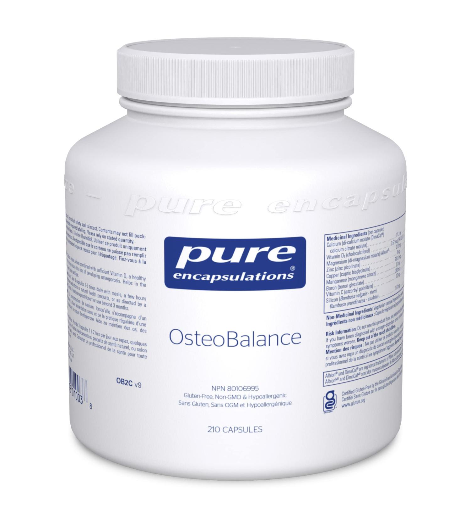Pure Encapsulations - OsteoBalance - Hypoallergenic Supplement to support Calcium Absorption and Enhance Healthy Bone Mineralization* - 210 Vegetable Capsules - Buy Online on GoSupps.com