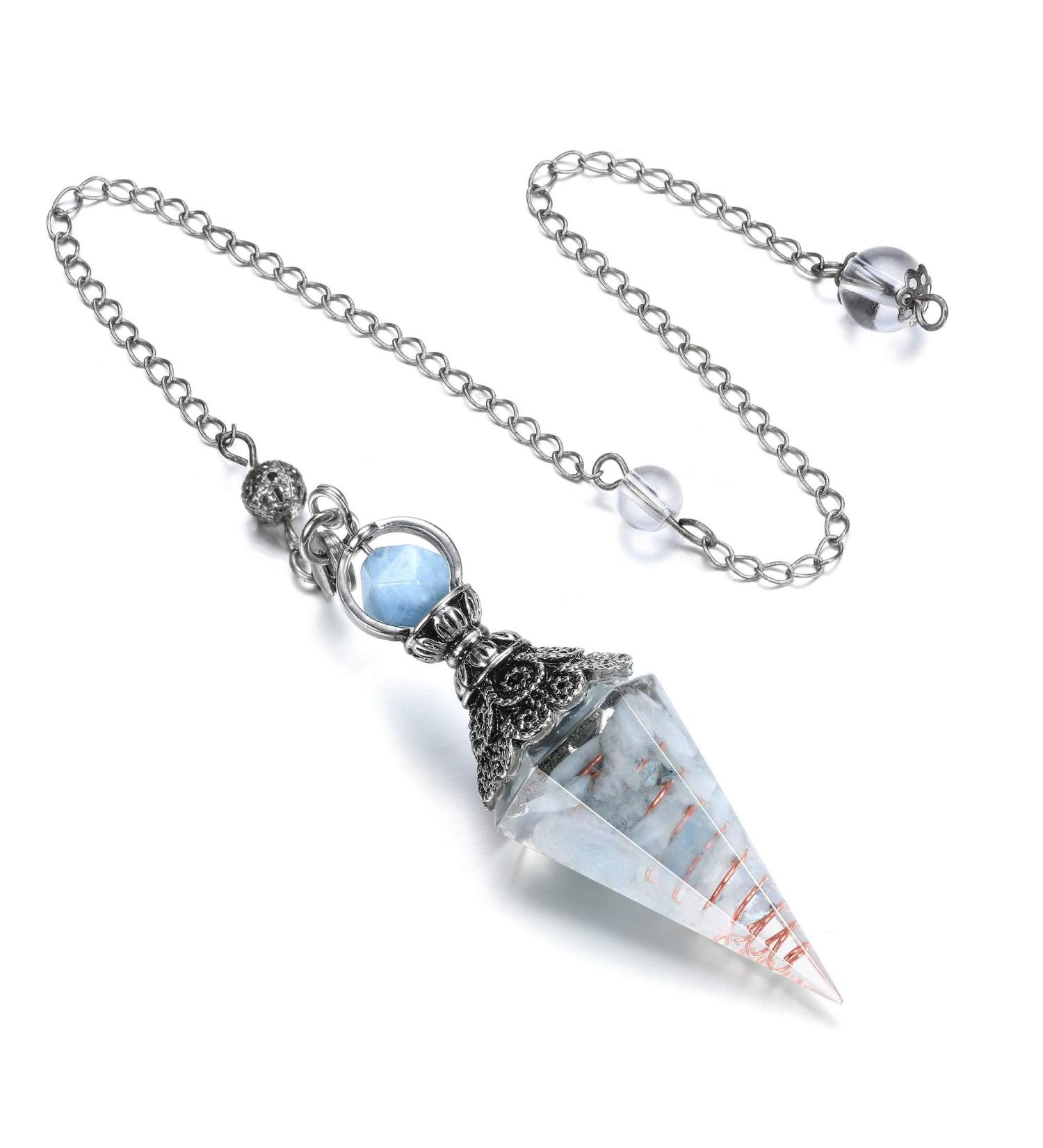 CrystalTears Aquamarine Pendulum - Hexagonal Reiki Healing Gemstone for Divination and Wicca Therapy - Buy Online on GoSupps.com