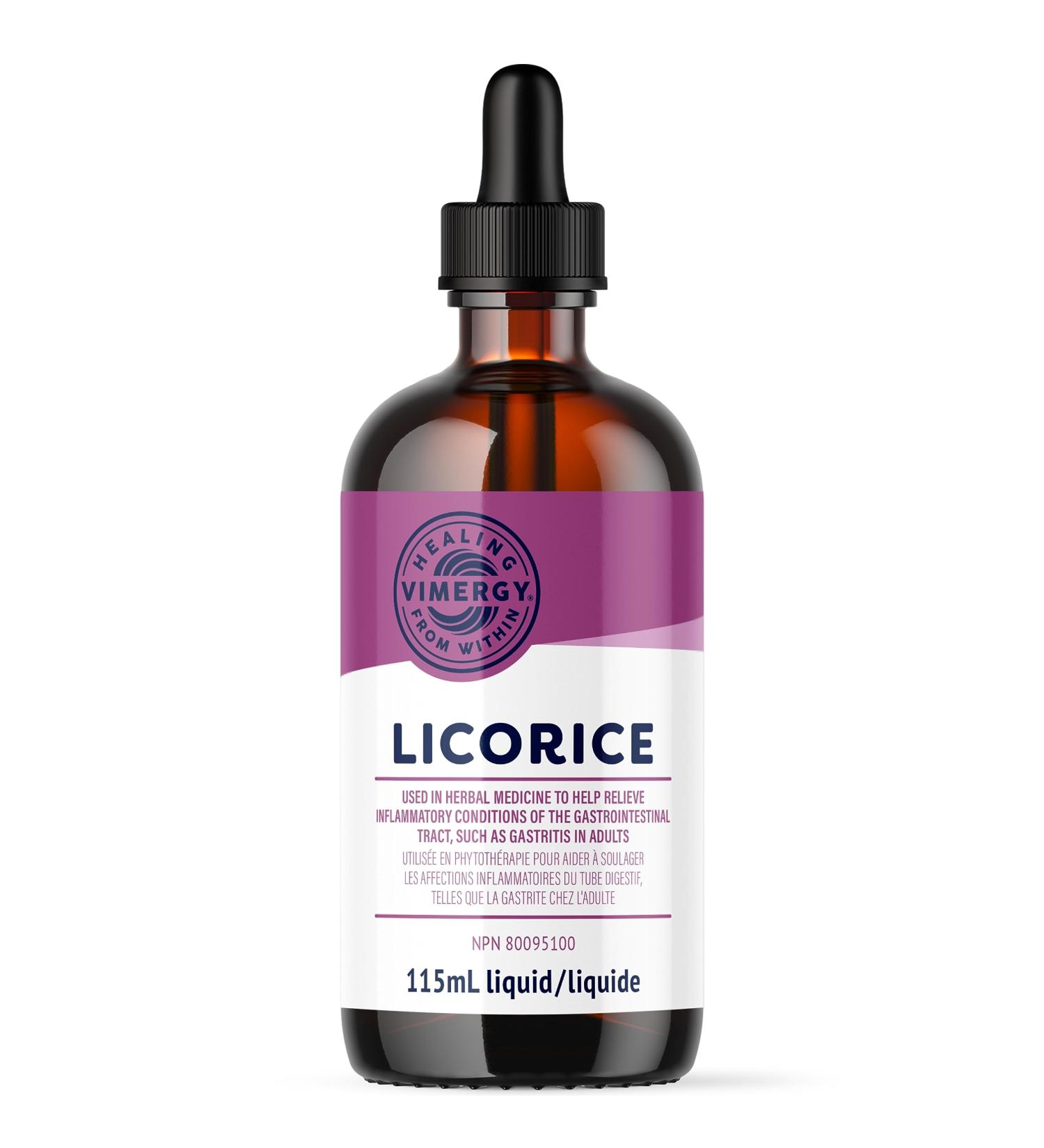 Vimergy Licorice Root Extract 57 Servings Alcohol Free Licorice Root Drops used in herbal medicine to help receive inflammatory conditions of the gastrointestinal tract such as gastritis in adults - Gluten-Free Non-GMO Vegan & Paleo Friendly (115 ml) - Buy Online on GoSupps.com
