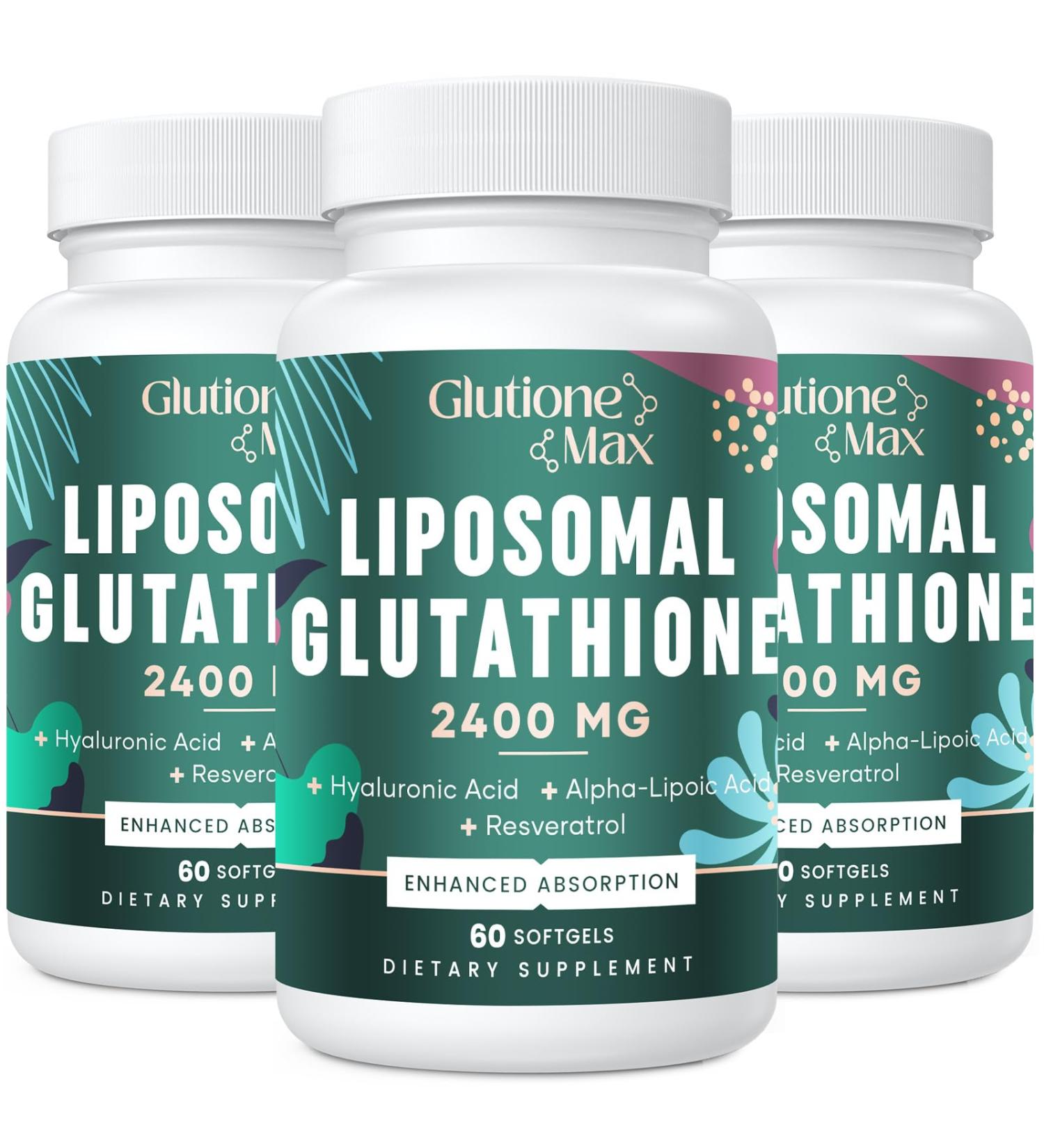 2400MG Liposomal Glutathione Supplement | Max Absorption Antioxidant | Non-GMO Aging Defense & Energy Boost | 180 Softgels with Hyaluronic Acid & Resveratrol - Buy Online on GoSupps.com