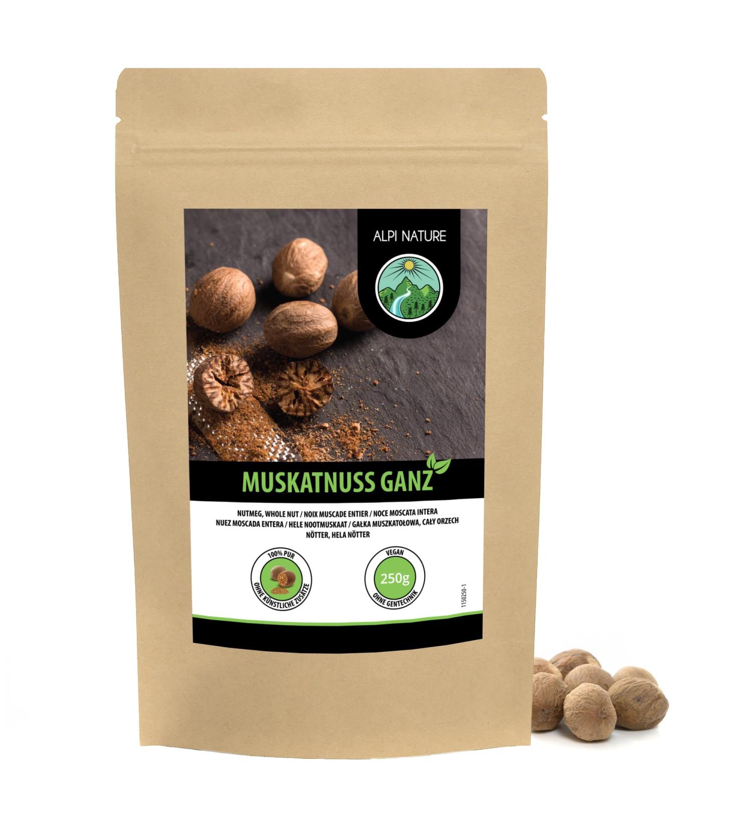  Alpi Nature Alpi Nature Whole Nutmeg Nuts 250g Whole Nutmeg for Cooking Baking and Mulled Wine - Buy Online on GoSupps.com