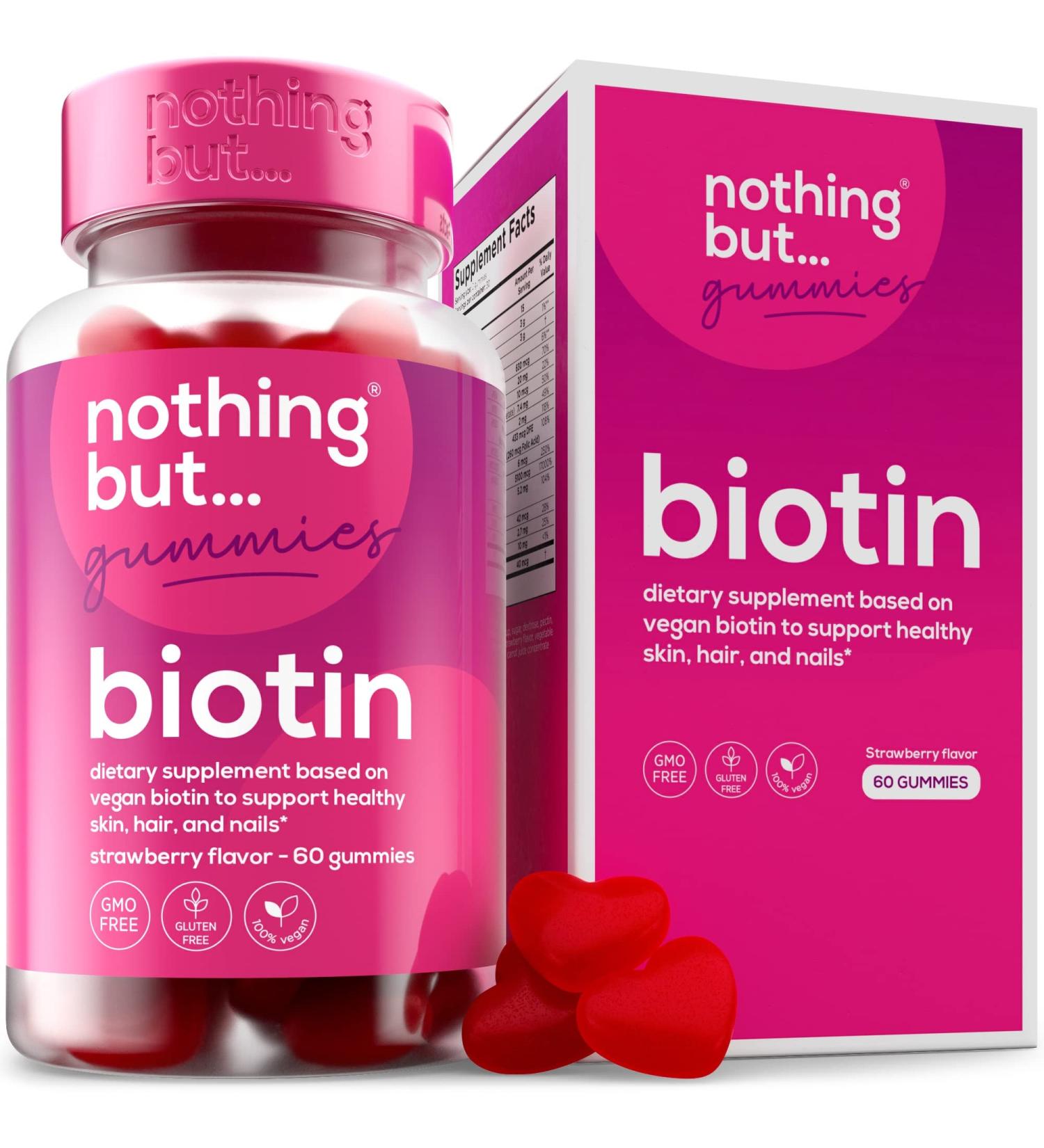 Premium Biotin Gummies for Hair Growth 5100 mcg - Hair Skin and Nails Vitamins with Folic Acid, Vitamins A, C, E & D - 60 Gummies - Buy Online on GoSupps.com