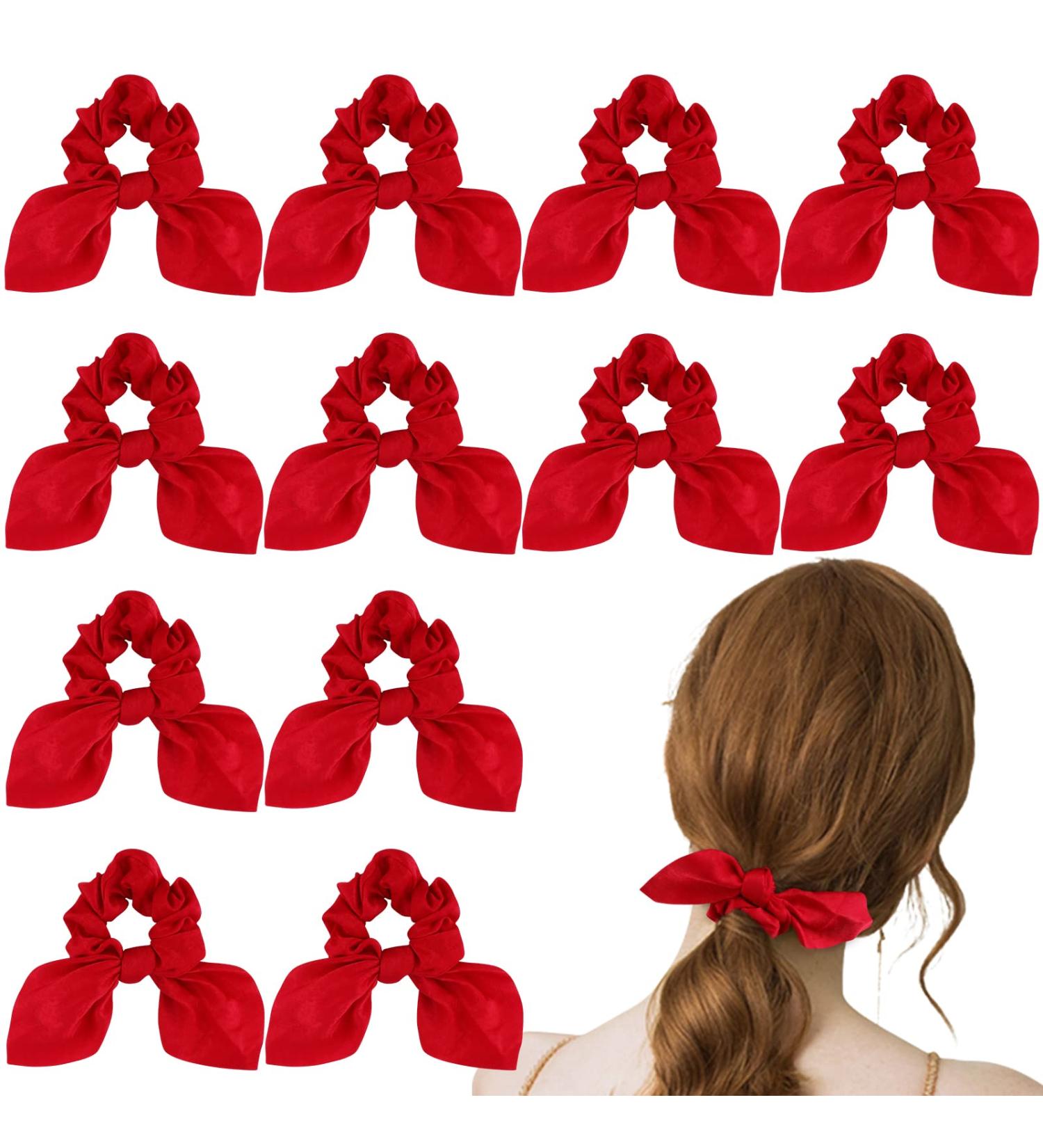 ACO-UINT 12 Pack Red Bunny Ear Satin Scrunchies for Thick Hair - Hair Accessories for Girls - Buy Online on GoSupps.com
