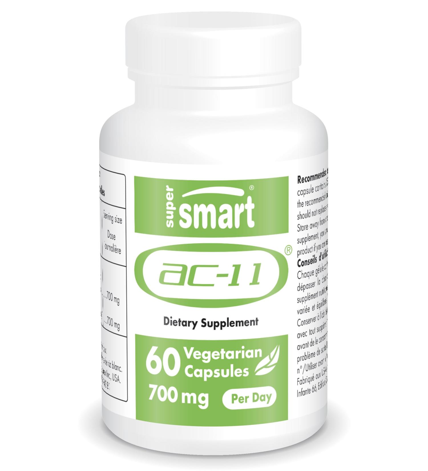Supersmart AC-11 Supplement 700mg - Cat's Claw Extract for Cell DNA Repair - Anti Aging & Immune Support - 60 Vegetarian Capsules - Buy Online on GoSupps.com