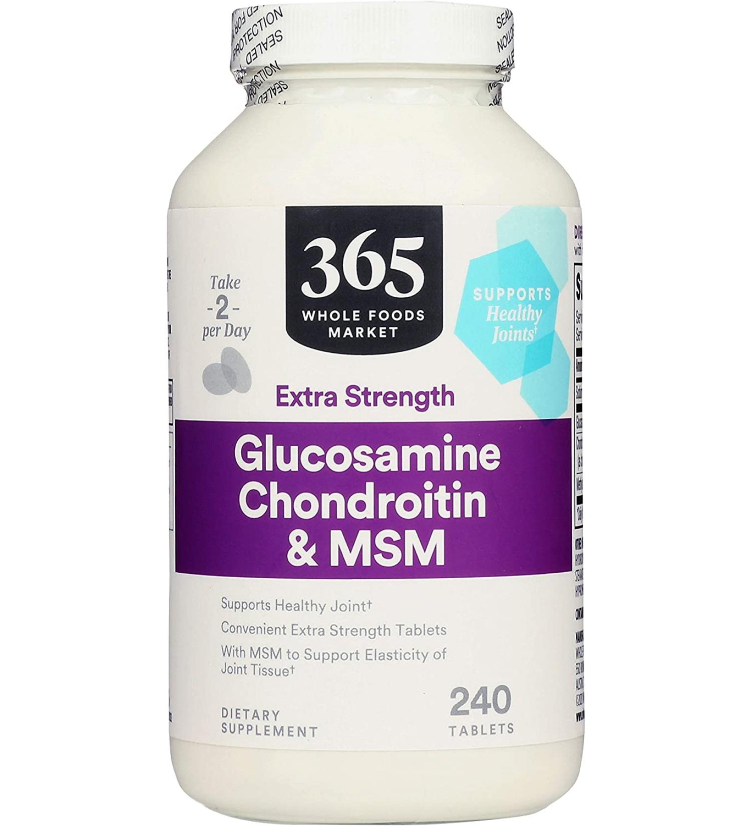 365 by Whole Foods Market Glucosamine Chondroitin X Strength MSM 240 Tablets - Joint Support Supplement - Buy Online on GoSupps.com
