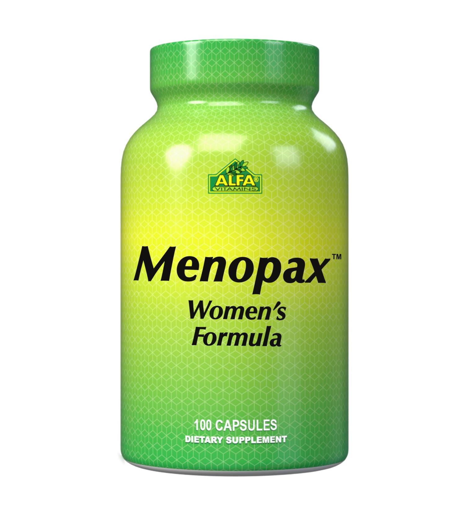 ALFA VITAMINS Menopax Women's Menopause Complete Natural Supplement Formula - Energy Support - Mood Enhancer - 100 Capsules