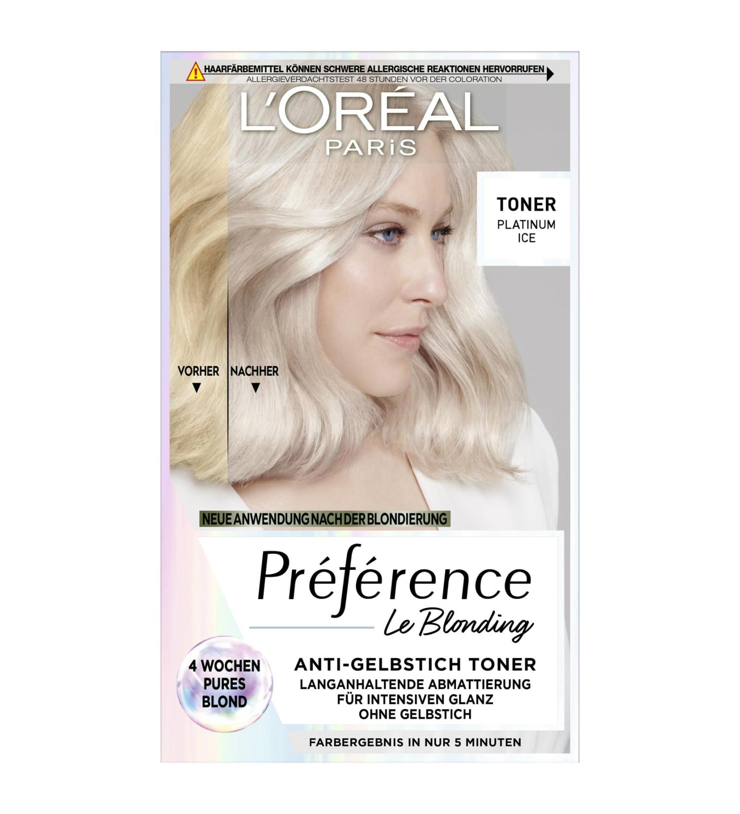 L'Or al Paris Pr f rence Le Blonding Hair Toner - Anti-Yellow Tint for Cool Blonde & Intense Shine | Ammonia-Free Platinum Ice - Buy Online on GoSupps.com