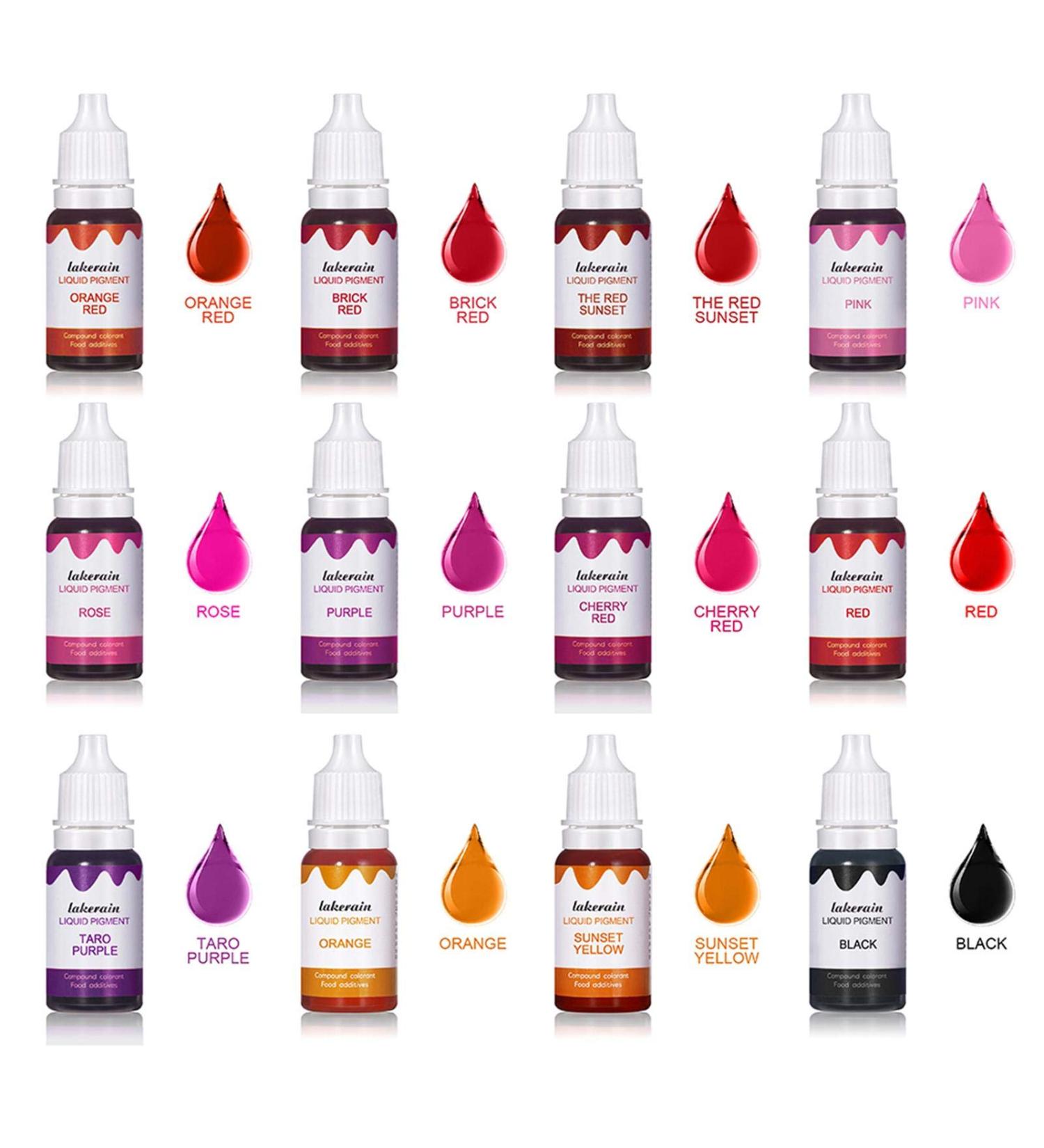 Stronrive 12 Colors Lip Gloss Liquid Pigment - DIY Lipstick Cosmetic Dye for Lip Gloss Production - Buy Online on GoSupps.com