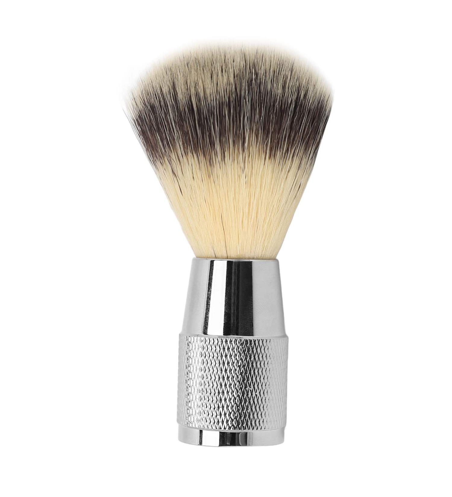 Premium Synthetic Bristle Shaving Brush - Curved Handle & Portable Design for Men | Foaming Shaving Cream Brush for Salon Home & Travel - Buy Online on GoSupps.com