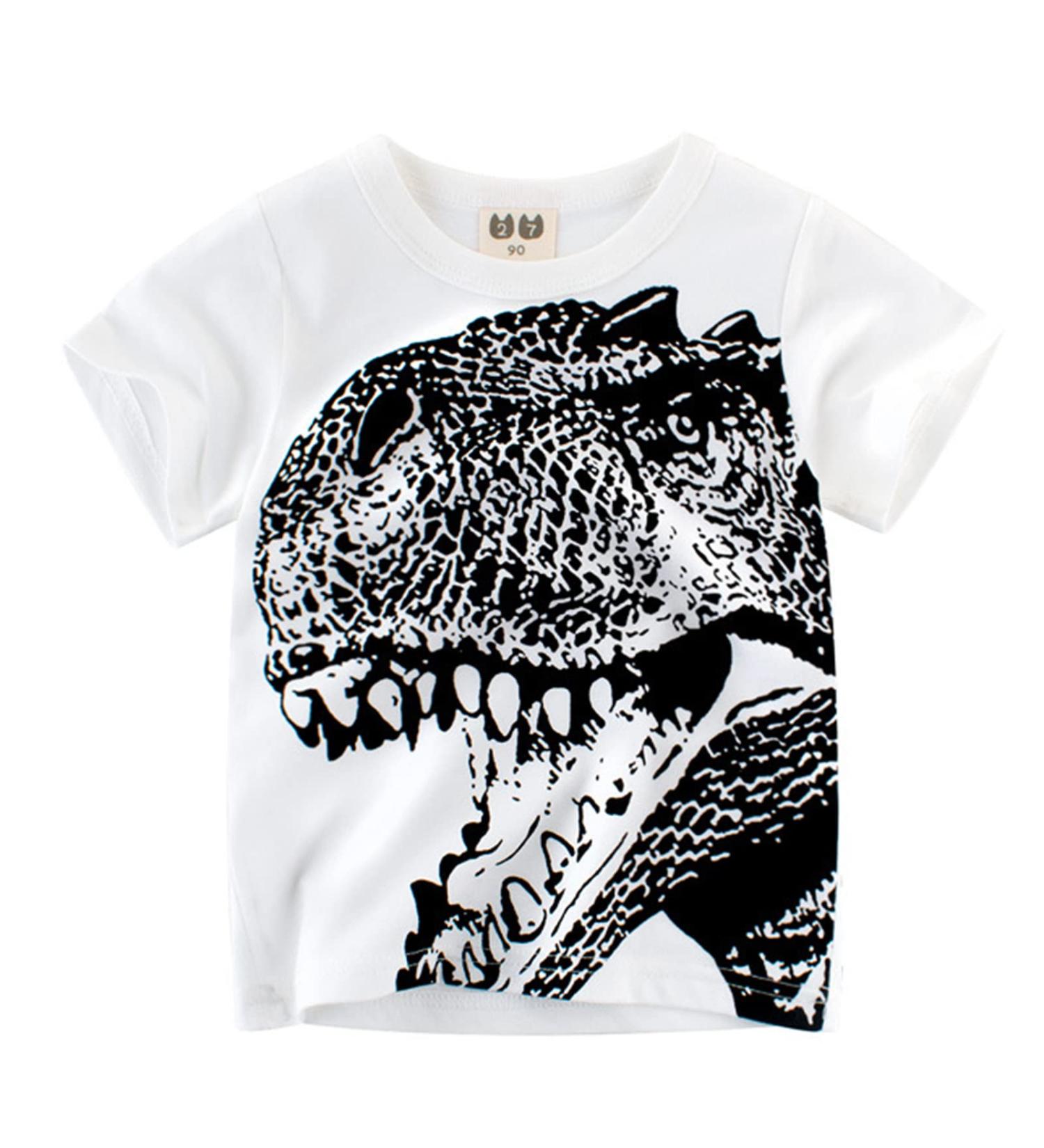 Dinosaur Short Sleeve Toddler Girls Undershirt | Kids Baby Boys Crewneck T Shirt 4-5T - Buy Online on GoSupps.com