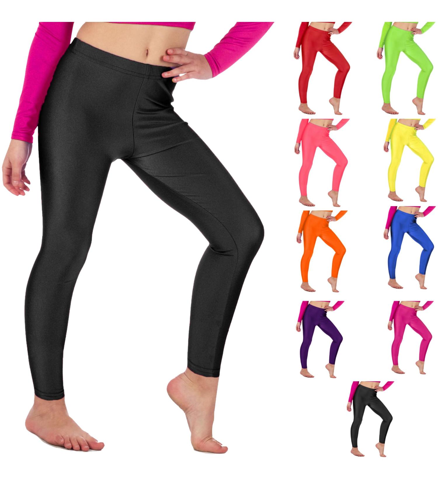 Re Tech UK Girls Leggings for Gymnastics Dance & Ballet - Shiny Footless Neon Stretch 9-10 Years Black - International Shipping Available - Buy Online on GoSupps.com