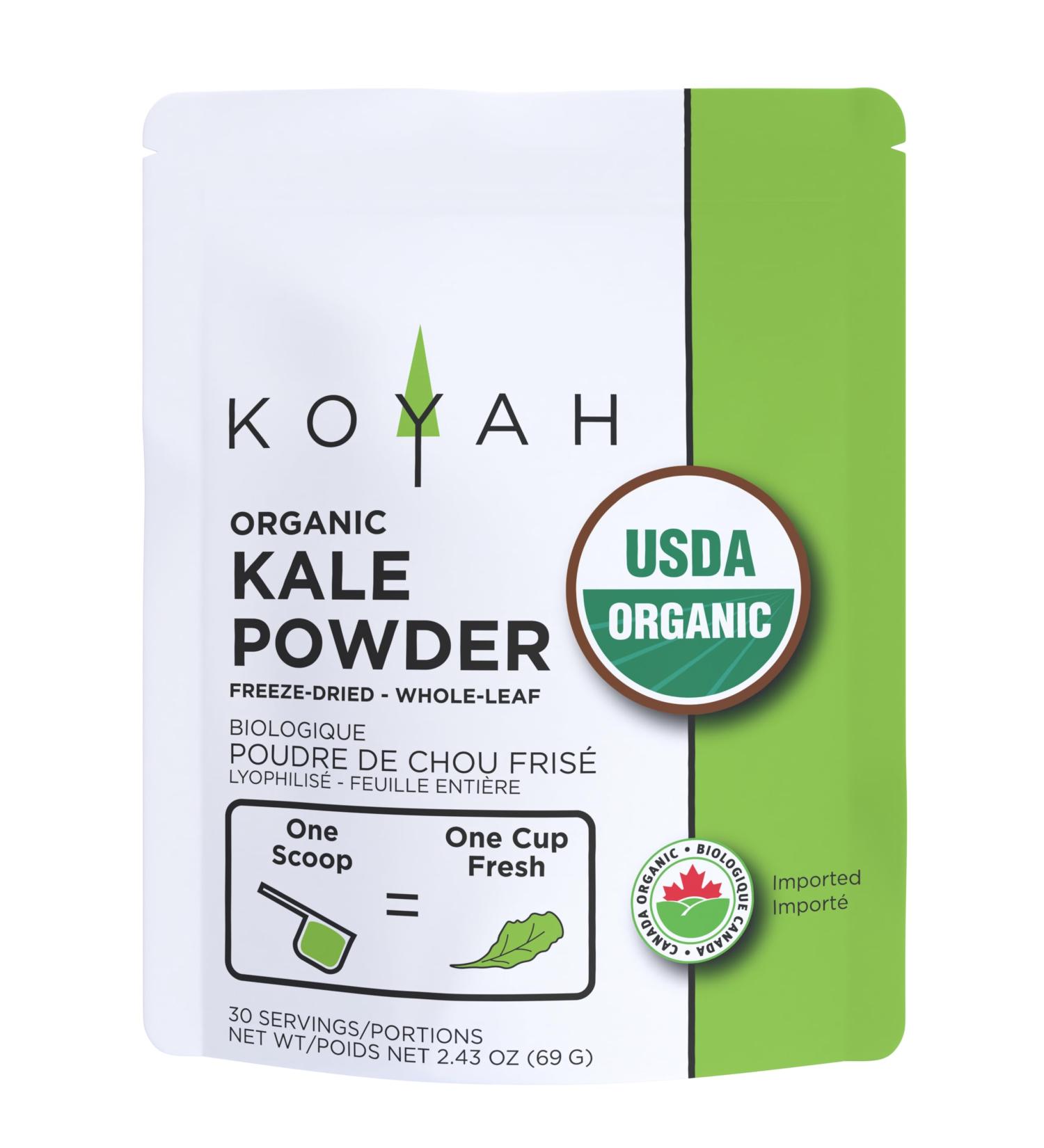 KOYAH - Organic Freeze-dried Kale Powder (Equivalent to 30 Cups Fresh): USA Grown Whole-Leaf Powder - Buy Online on GoSupps.com
