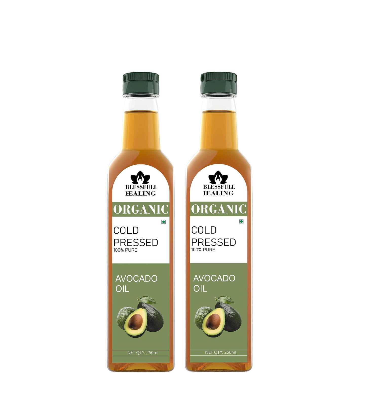 Blessfull Healing Cold Pressed Avocado Oil for Healthy Cooking Skin Glow 250 ml / 8.45 fl oz Pack of 2 - Buy Online on GoSupps.com