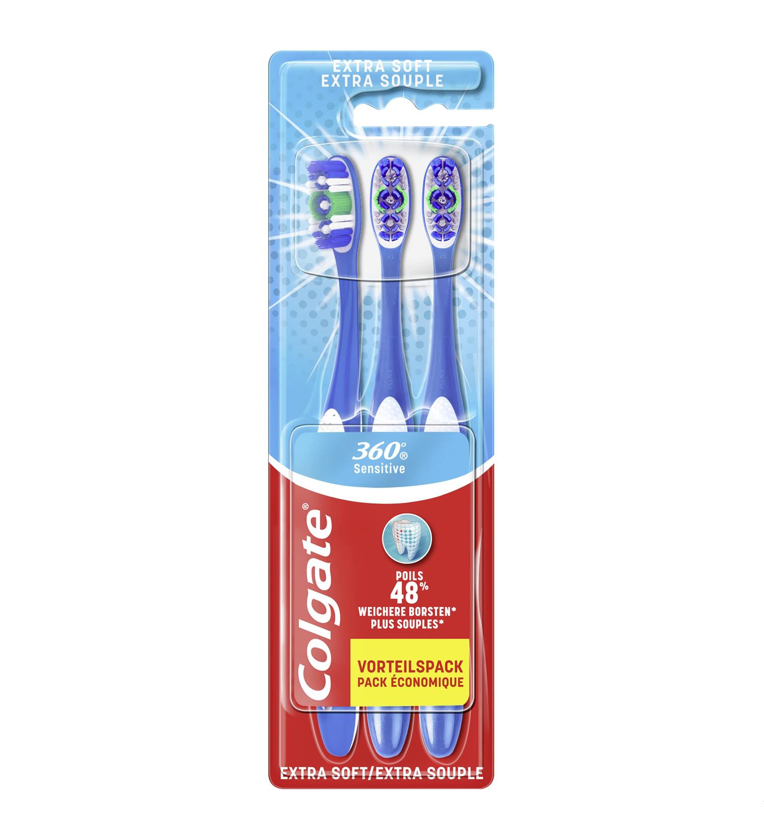 Buy Colgate 360 Sensitive Toothbrush - Extra Soft Eco-Friendly Handle - Pack of 3 | International Shipping Available - Buy Online on GoSupps.com