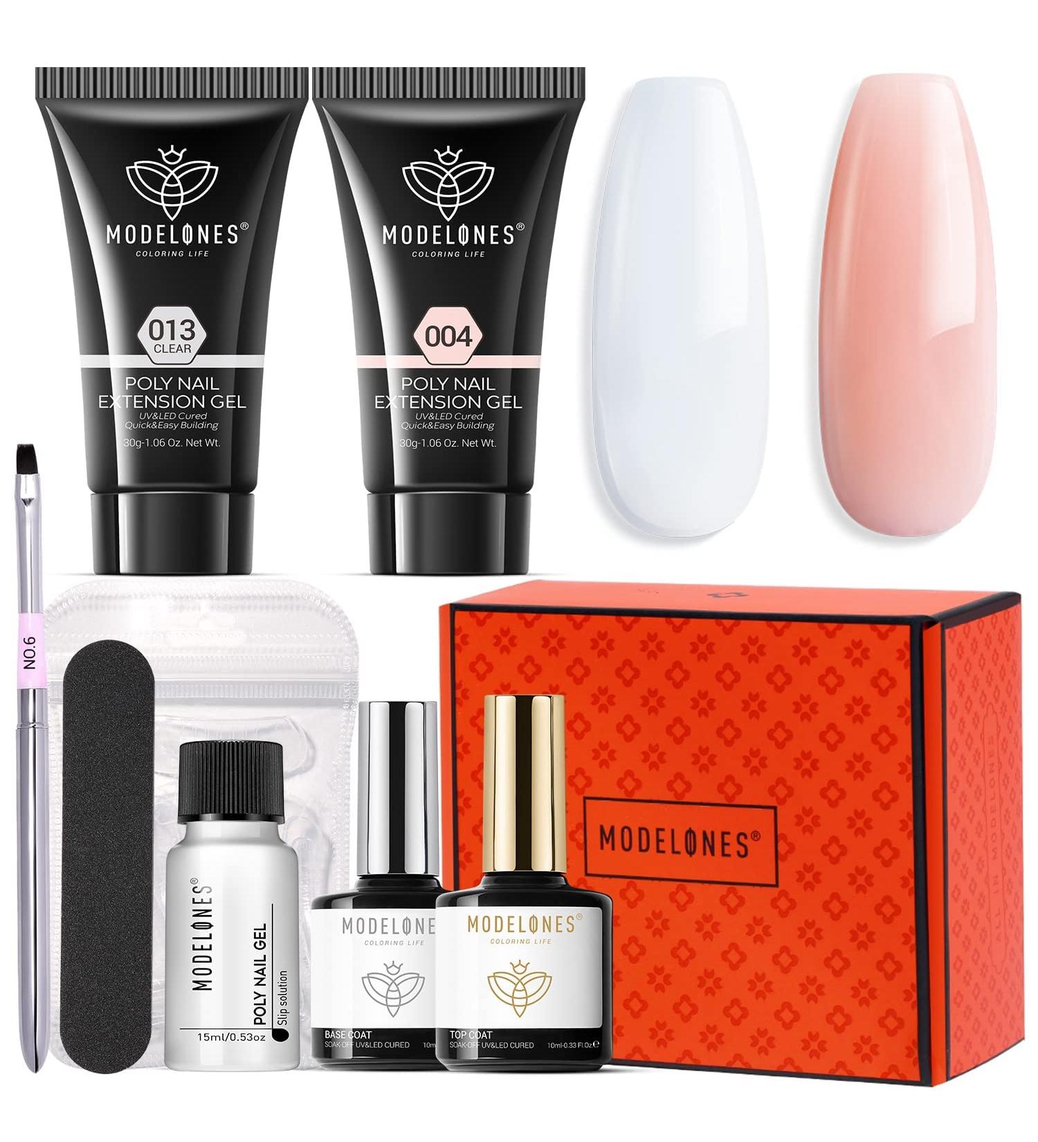Modelones Poly Nail Gel Kit - 30ml 2PCS Clear Nude Colors - Professional Starter Kit for Nail Extension - Builder Enhancement & French Kit - All-in-One Technician Set - Buy Online on GoSupps.com