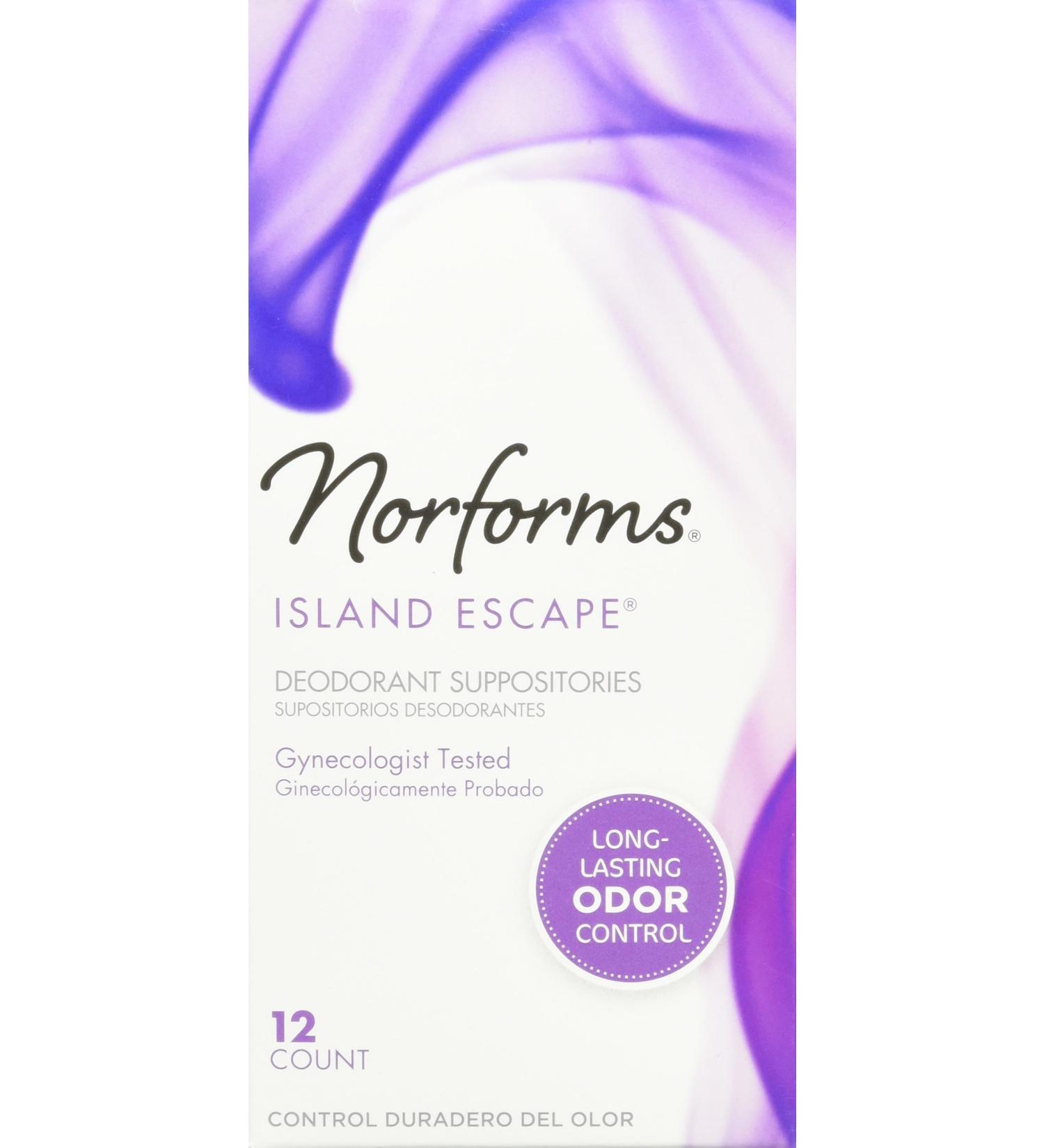 Norforms Feminine Deodorant Suppositories - Island Escape - 12 ct