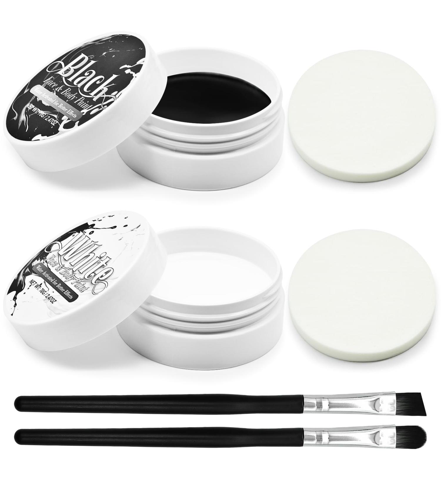 Black and White Face Paint Set - Professional Halloween Makeup for Adults & Kids | 2.47 oz Skeleton & Ghost Costume SFX Paint - Buy Online on GoSupps.com