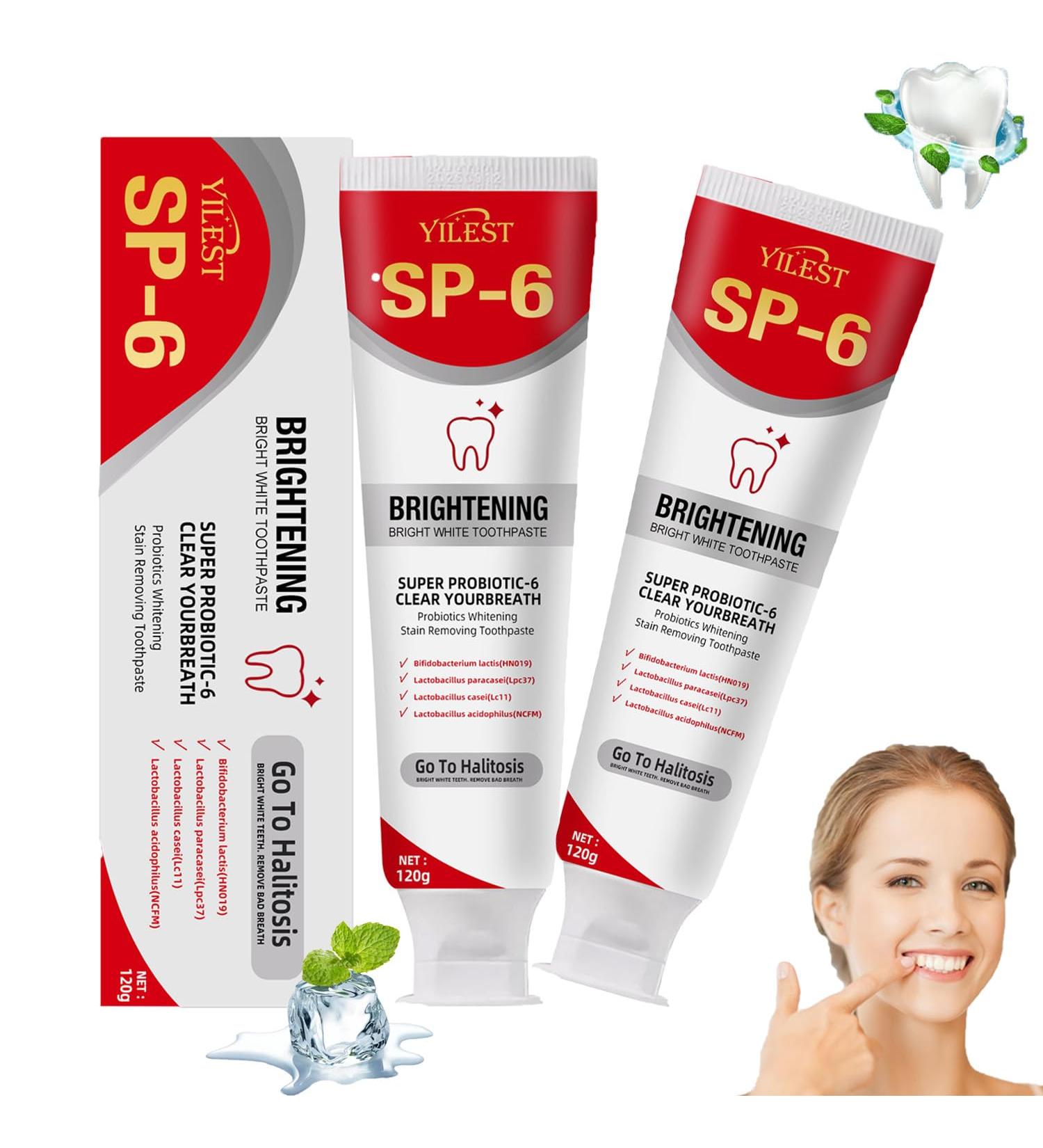 SP-6 Ultra Whitening Toothpaste - Probiotics Brightening Dental Gum for Deep Cleaning & Fresh Breath (2 pcs) - International Shipping Available - Buy Online on GoSupps.com
