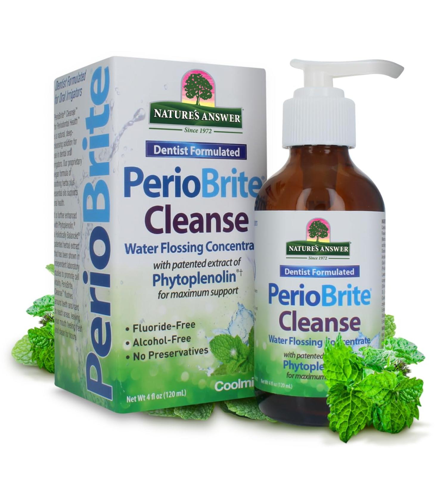 Nature's Answer PerioBrite Coolmint Oral Cleansing Concentrate 4 oz - Fresh Breath & Gum Health - Buy Online on GoSupps.com