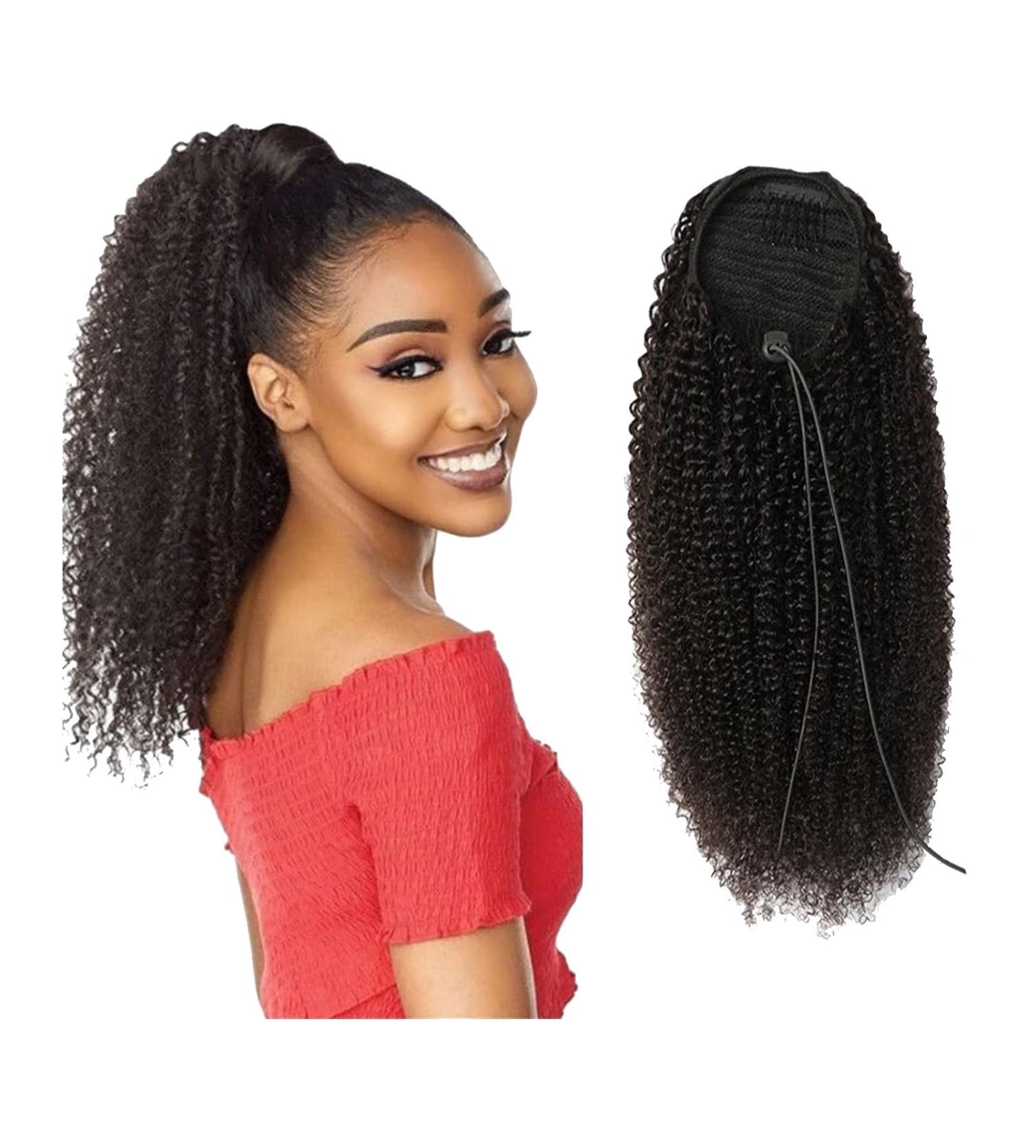 Hair Extensions Curly Shaggy Ponytail with Drawstring Hair Comb Ponytail Extensions Brazilian Human Hair Ponytail Hair Bun Women Wigs Hair Pieces For Women (Color : Black Size : 12 inch) 12 inch Black - Buy Online on GoSupps.com
