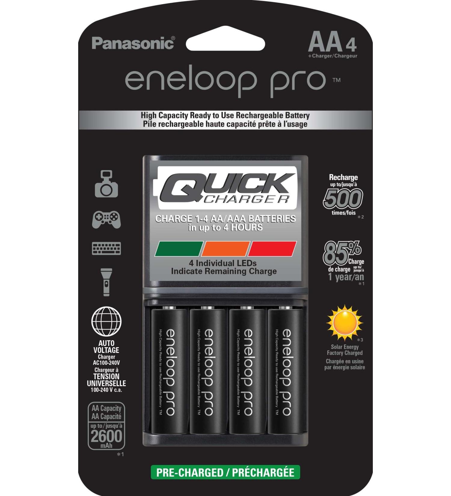 Buy Panasonic K-KJ55KHC4BA Quick Battery Charger & eneloop pro 4AA Batteries | International Shipping Available - Buy Online on GoSupps.com