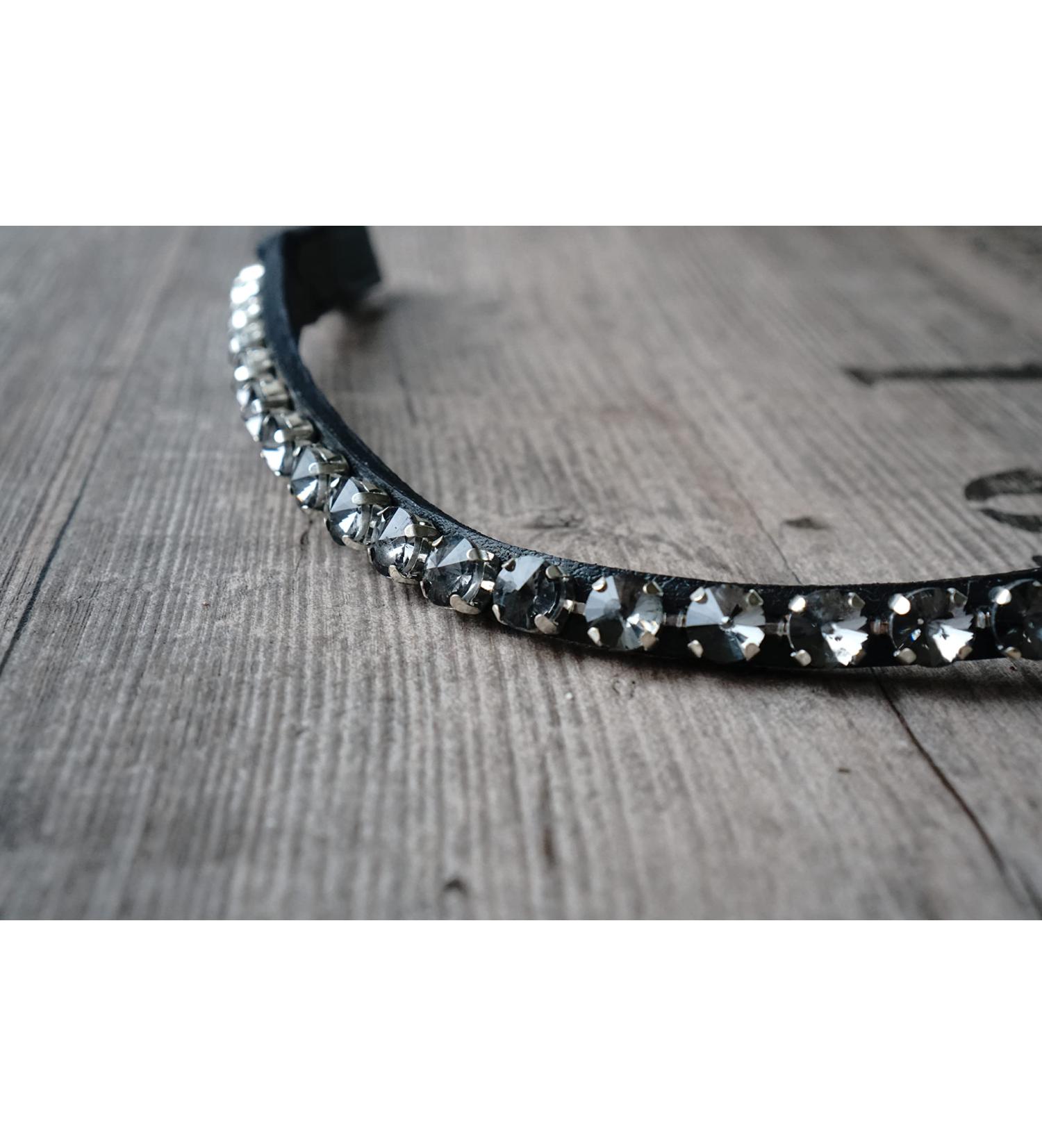 Generic Browband with large stones Warmblood Thoroughbred (Thoroughbred 41 cm grey) Thoroughbred 41 cm grey