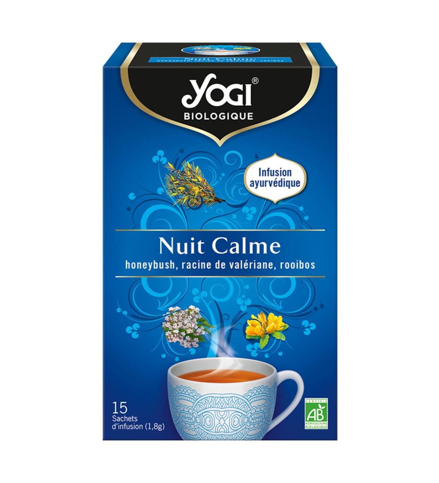 Yogi Organic Calm Night 100% Organic Honeybush Valerian and Rooibos Infusion 15 Heat-sealed and Staple-free Sachets 27g - Buy Online on GoSupps.com