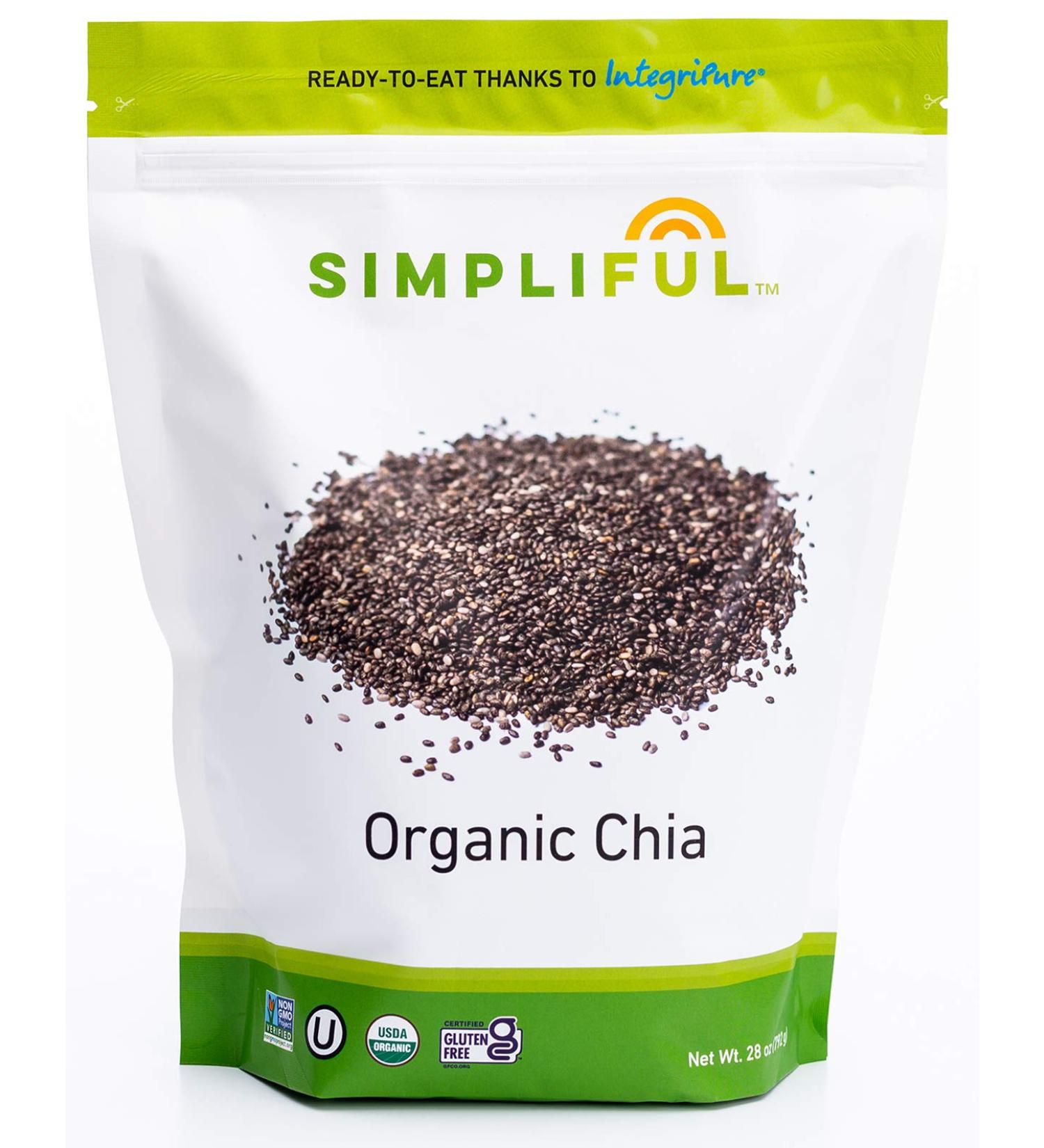 Simpliful Organic Whole Black Chia Seed 28oz - Ready-To-Eat IntegriPure 1.75lb - Pack of 1 - Buy Online on GoSupps.com