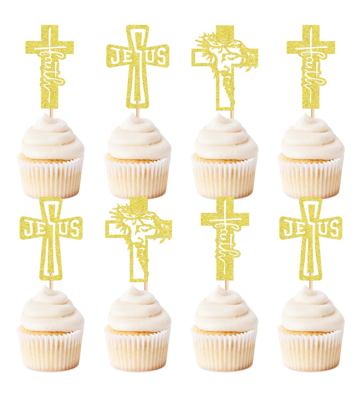 Keaziu 24 Pack God Bless Cross Cupcake Toppers Baptism Cupcake Toppers Cross Cupcake Picks Baby Shower Baptism Party Decorations Supplies Gold Gold 3 2024 - Buy Online on GoSupps.com