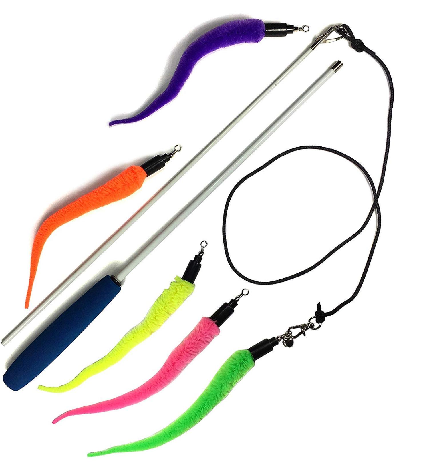 Pet Fit For Life Cat Toy - 5 Piece Worms Teaser and Exerciser for Interactive Play with Cat and Kitten - Buy Online on GoSupps.com