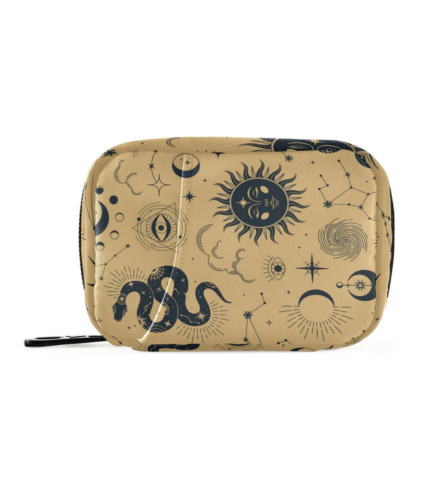 Magic Snake Sun Moon Pill Organizer | 7-Day Travel Pill Case | Compact & Modern Weekly Dose Pouch | Removable Compartments | Ideal for International Shipping - Buy Online on GoSupps.com