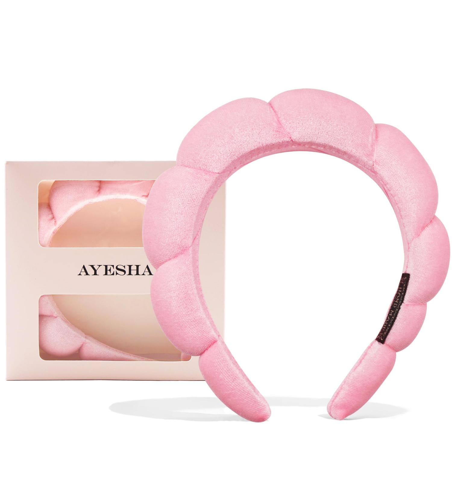 Ayesha Spa Headband for Women - Soft Sponge Hairband for Makeup & Skincare - Pink | Face Washing Shower & Beauty Essential - Buy Online on GoSupps.com