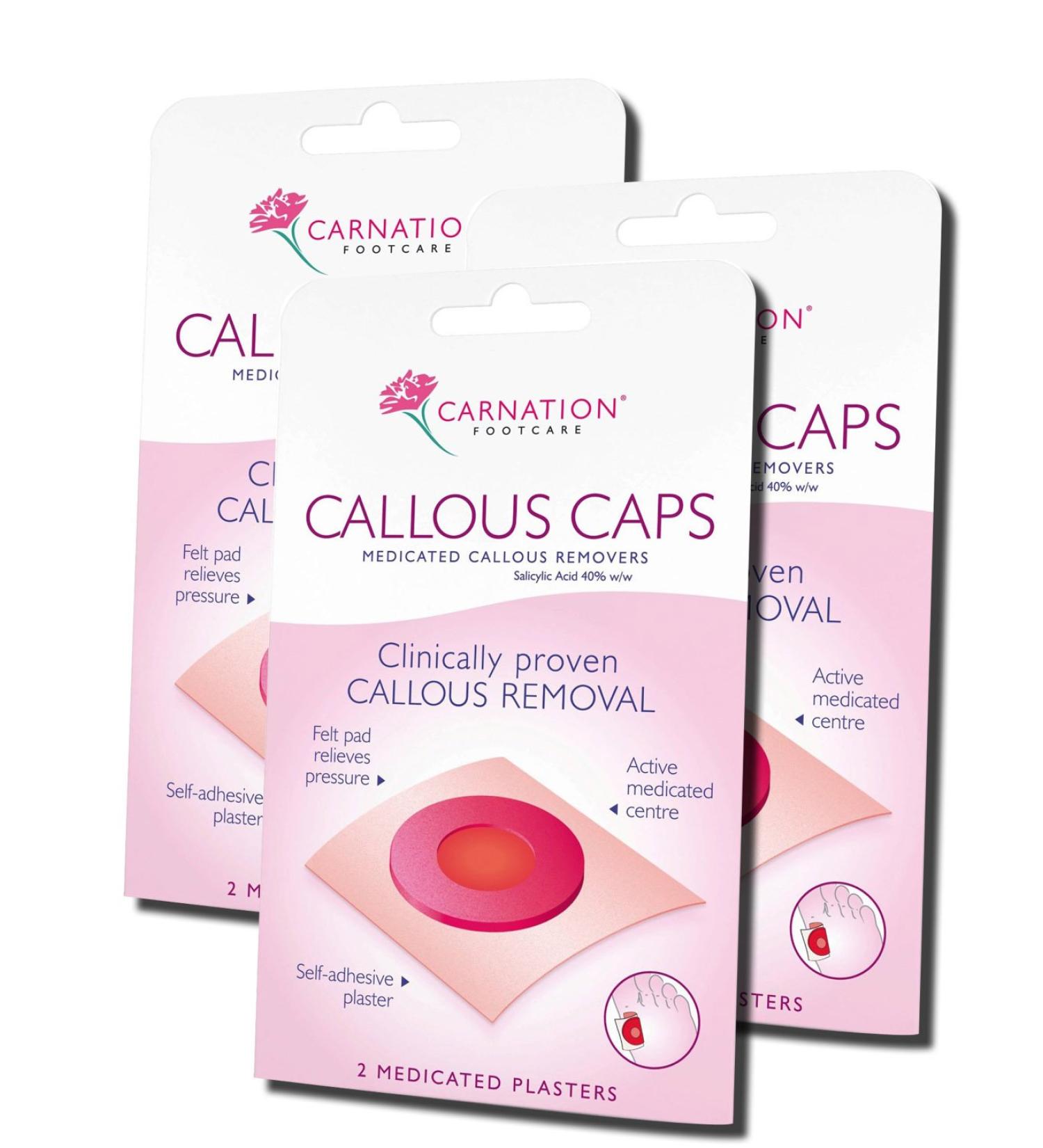 3 PACKS of Carnation Callous Caps 2 Plasters (6 Plasters) by Carnation Footcare