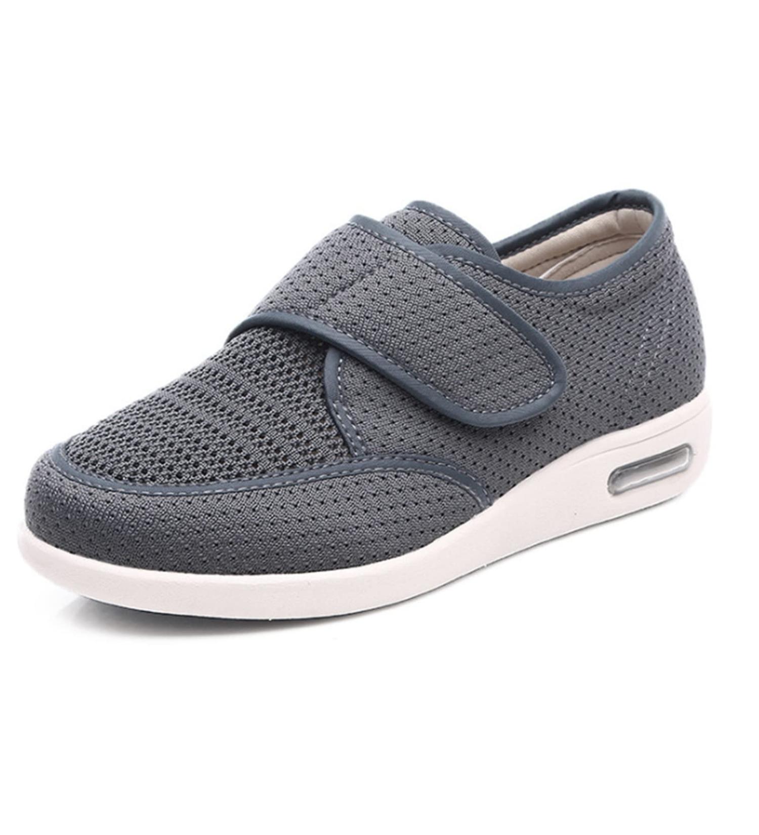QSXWDCEF Orthopedic Diabetic Slippers for Swollen Feet | Adjustable Closure Sandals for Arthritis & Edema | Extra Wide Velcro Comfort | Senior Rehabilitation Shoes - Grey - Buy Online on GoSupps.com