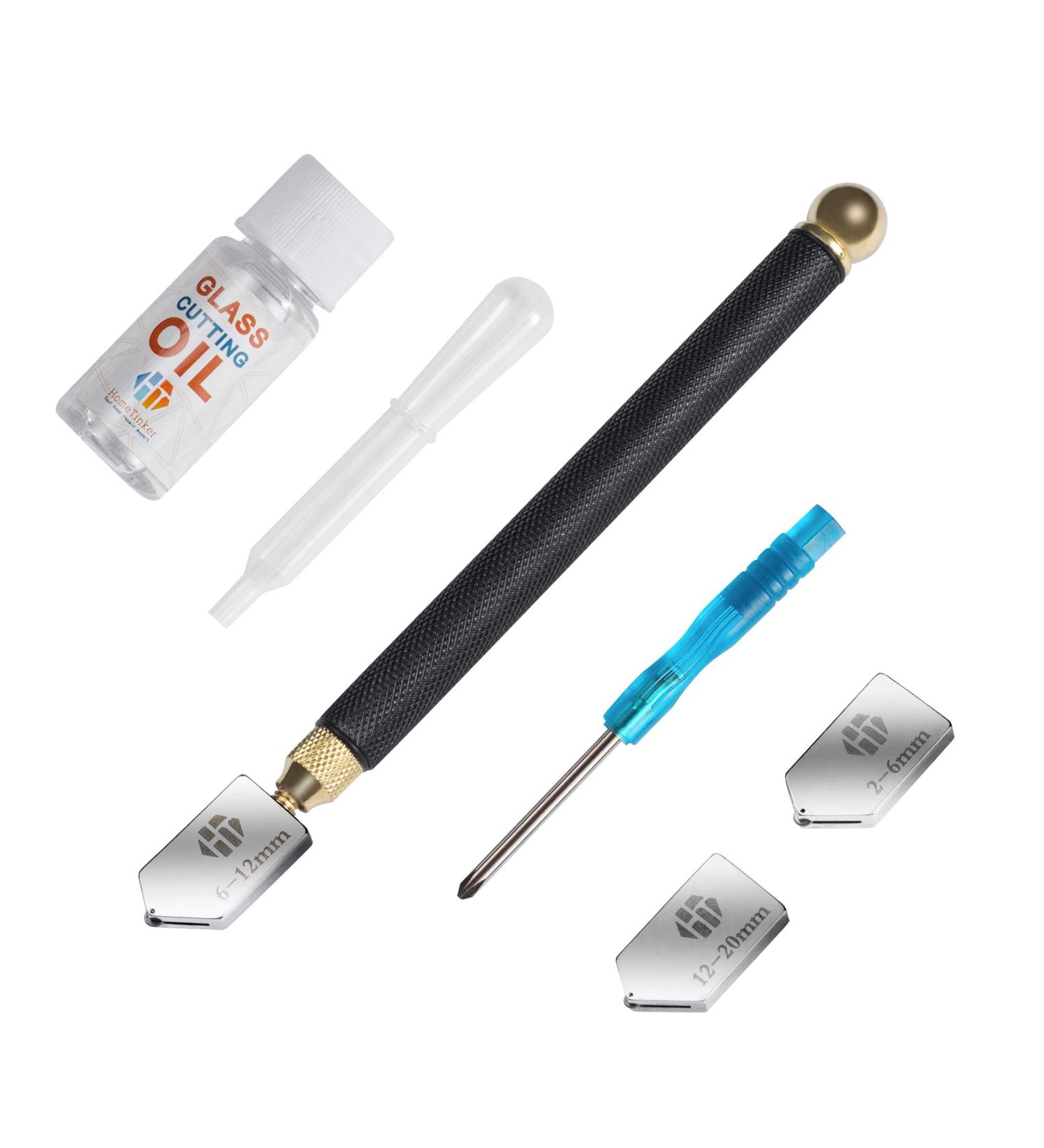 Glass Cutter Tool 2mm-20mm with Automatic Oil Feed for Mirrors, Tiles, Mosaic - Includes Glass Cutting Oil - Buy Online on GoSupps.com