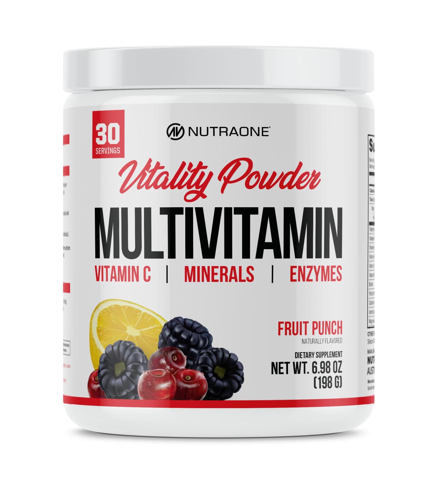 NutraOne Vitality Vitamin Powder Powdered Vitamin and Mineral Supplement (Fruit Punch - 30 Servings) - Buy Online on GoSupps.com