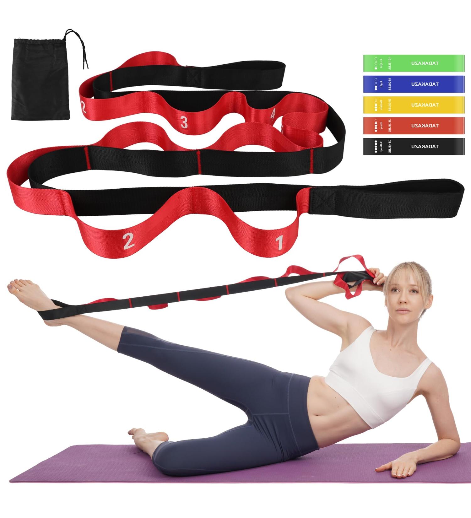 Resistance Bands Set for Women - Non-Elastic Yoga Strap & 5 Levels of Resistance for Home Gym - Ideal for Stretching & Physical Therapy - Buy Online on GoSupps.com