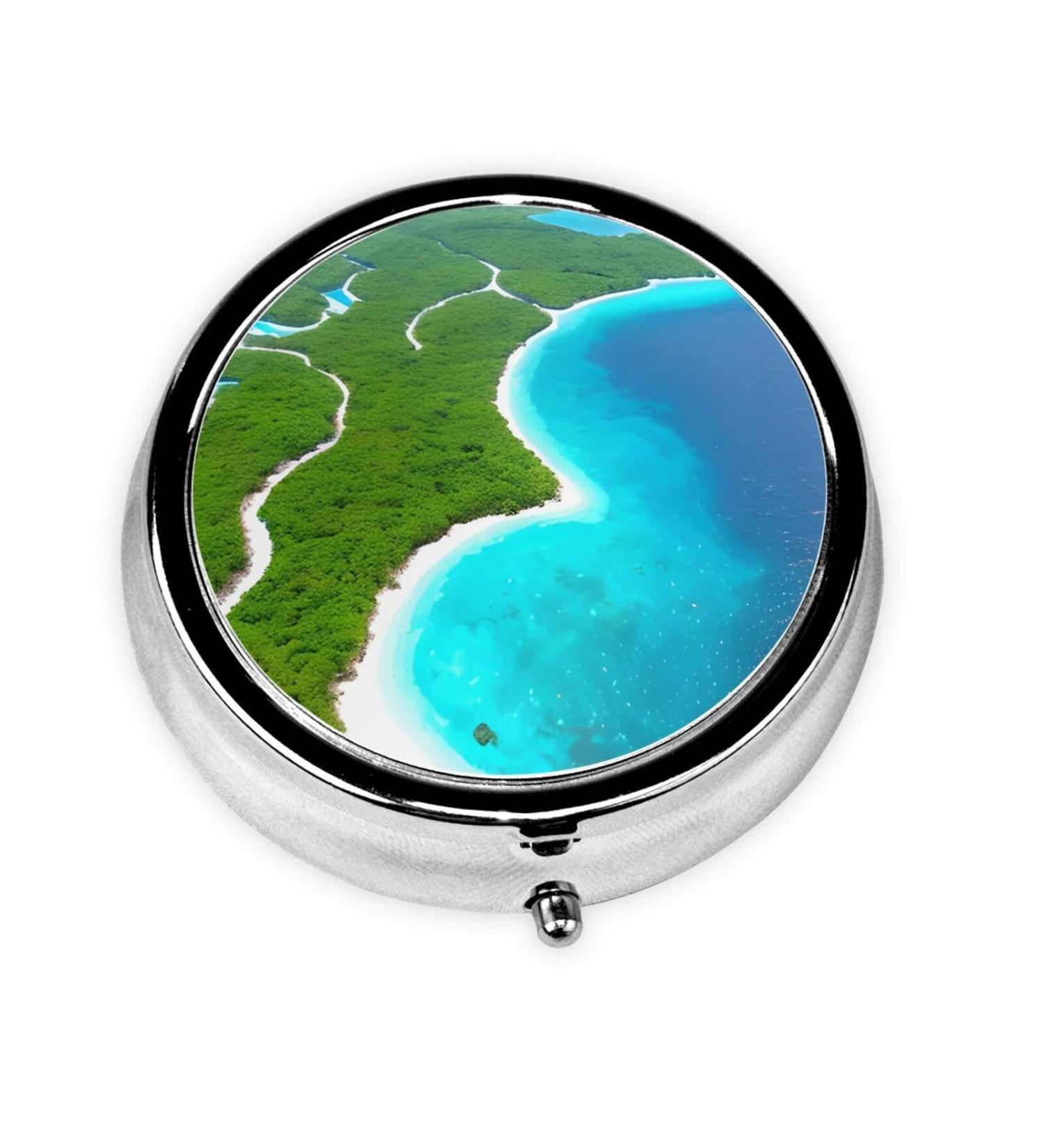 Island in The Ocean Round Pill Box | 3 Compartment Travel Organizer | Portable Pill Box for Easy Travel - Buy Online on GoSupps.com