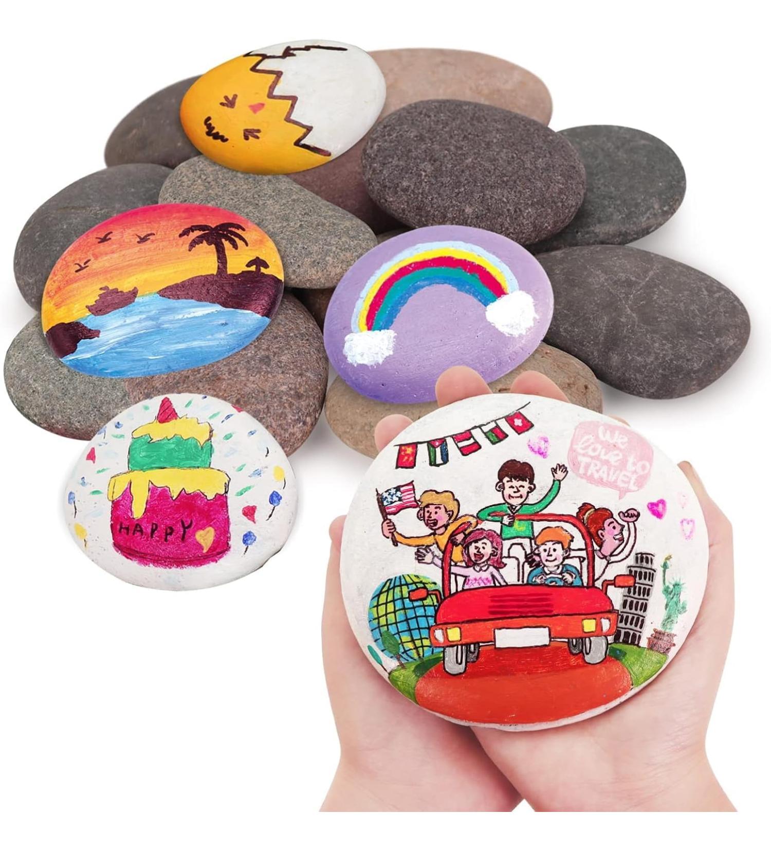 12pcs River Rocks for Painting- 3-5 inches Extra Large Rocks- Thick-Flat-Smooth Painting Rocks - Painting for DIY  Kids Crafts Kindness Stone  Garden & Home Decor  Holiday Easter Gift - Buy Online on GoSupps.com