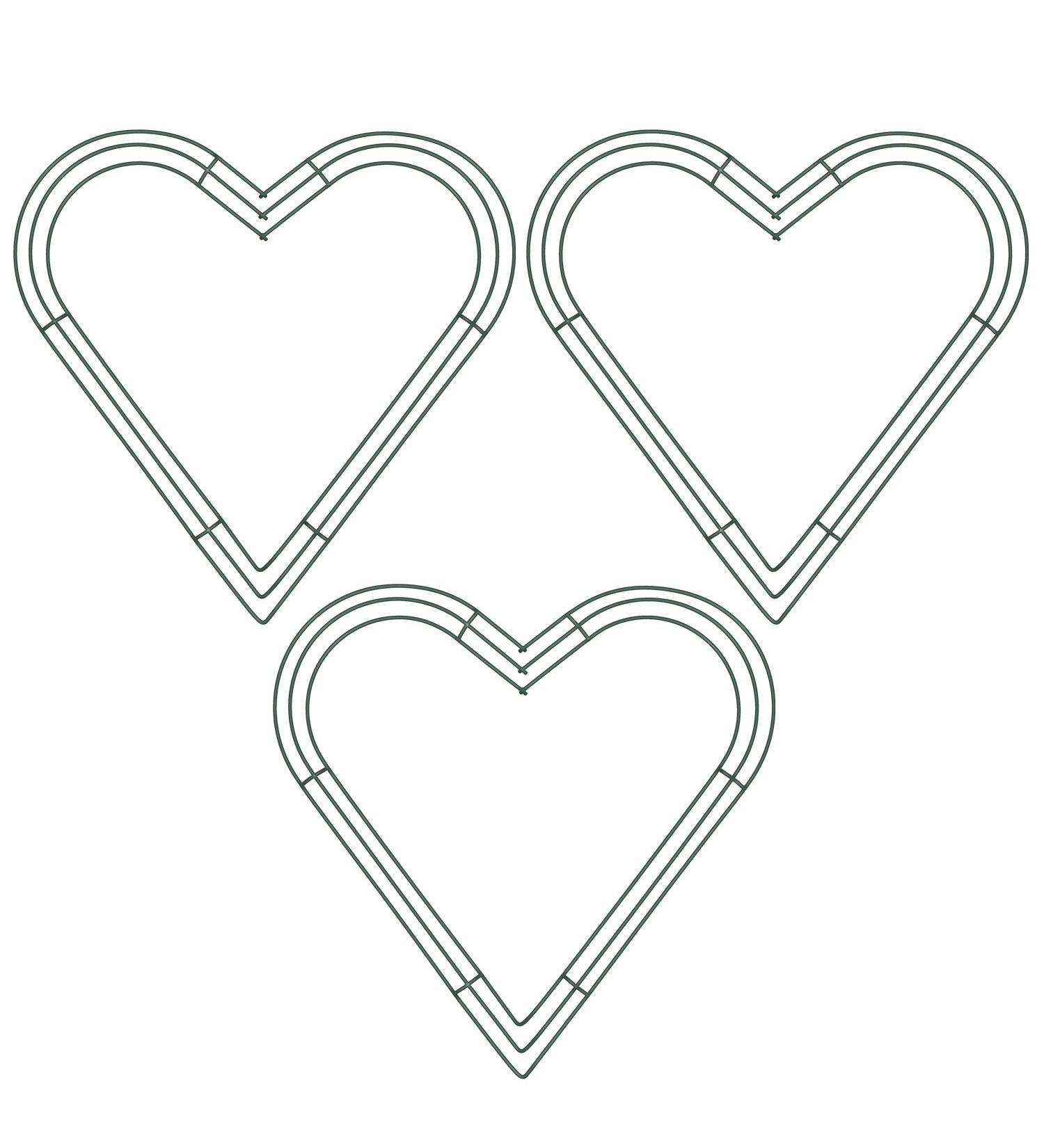 3 Pack Heart Shaped Wire Wreath Frame Set - 16 Inch Green Metal Rings for Valentine's Day, Weddings, and Home Decor - Buy Online on GoSupps.com