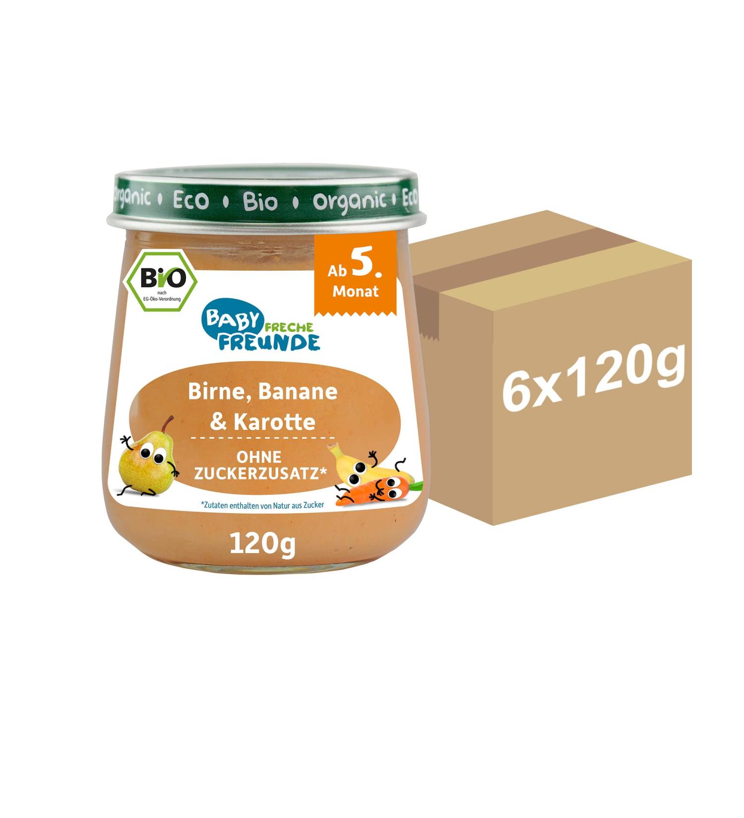 Baby Cheeky Friends Organic Baby Brass: Vegan 6-Pack of Pear Banana & Carrot - No Sugar or Salt Additives for 5+ Months - Buy Online on GoSupps.com