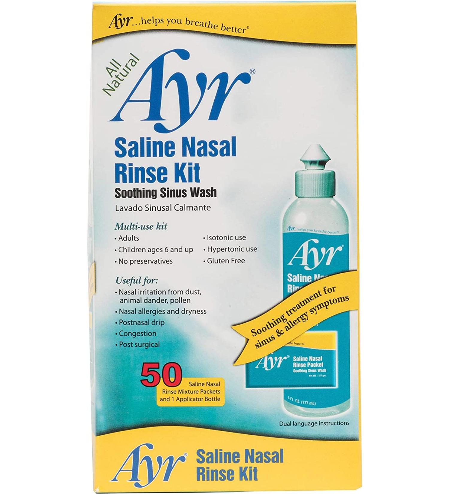 Buy Ayr Saline Nasal Rinse Kit - Soothing Nasal Relief Worldwide Shipping - Buy Online on GoSupps.com