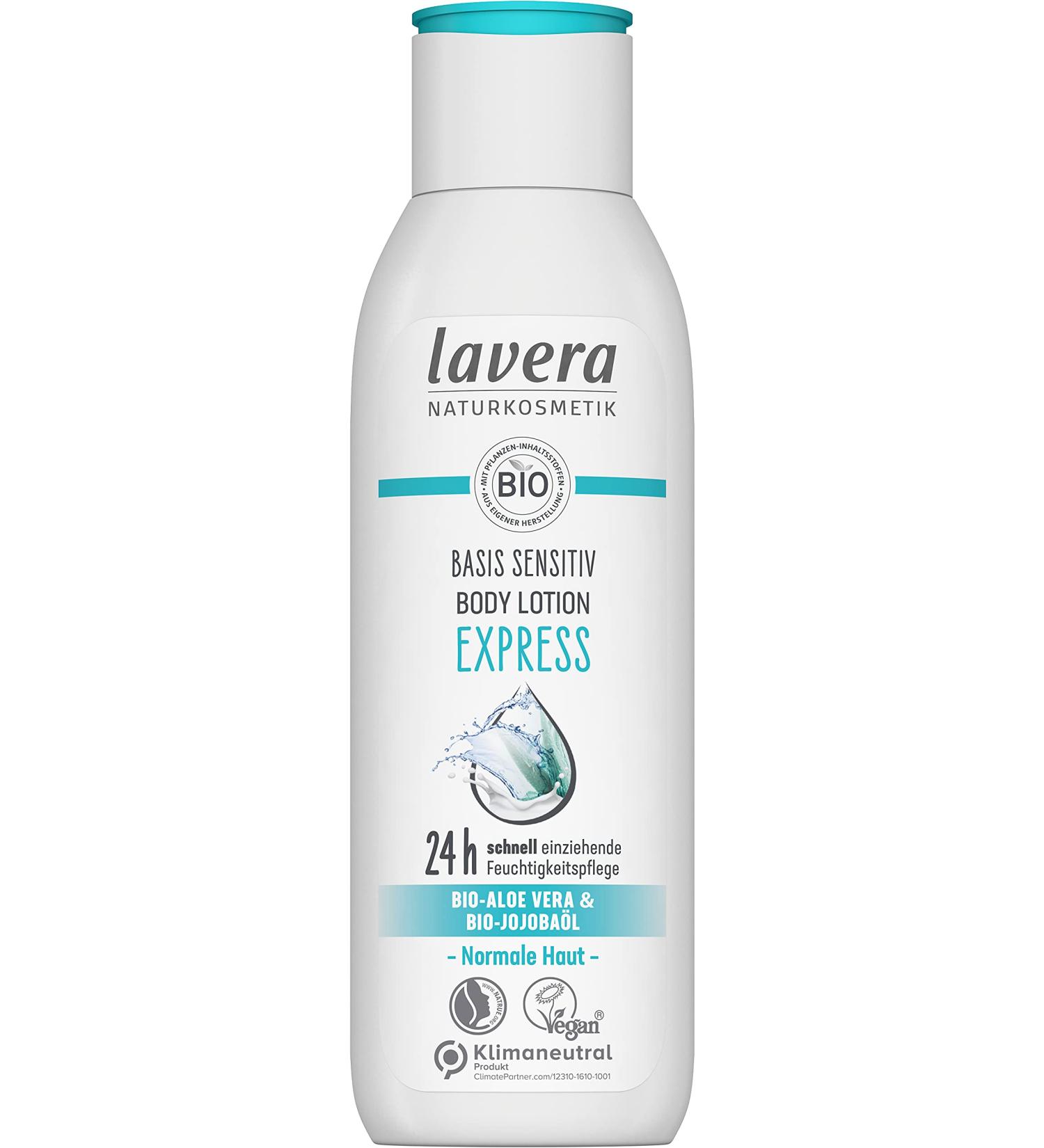 Lavera Basis Sensitiv Body Lotion Express | Vegan & Organic Aloe Vera & Jojoba Oil | 250 ml Natural Cosmetics for All Skin Types - Buy Online on GoSupps.com