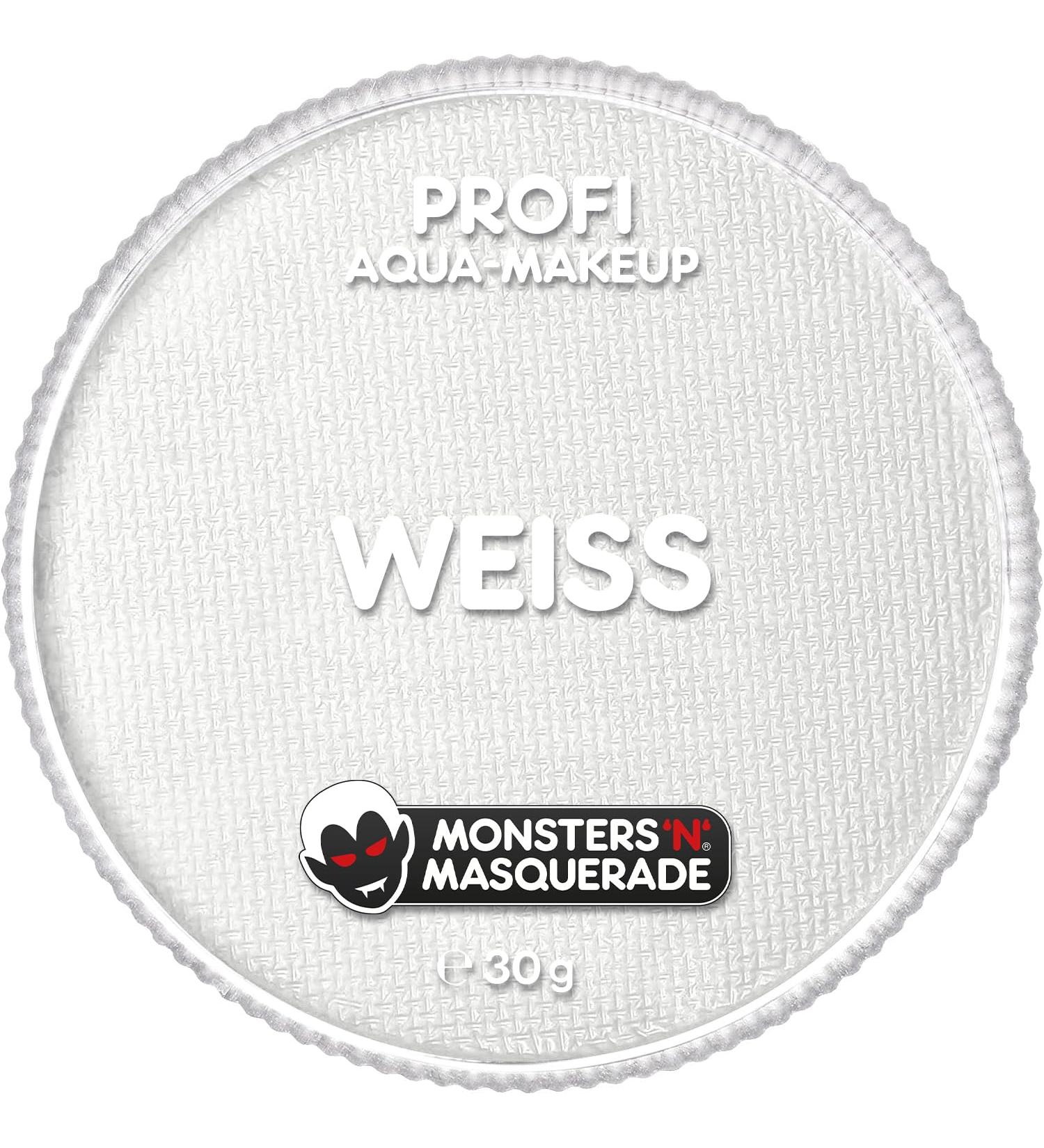 Monsters'n Masquerade - Profi Aqua Schminke Weiss 30G |Water-based face and body make-up |Make-up theater m atmosphere Face color children