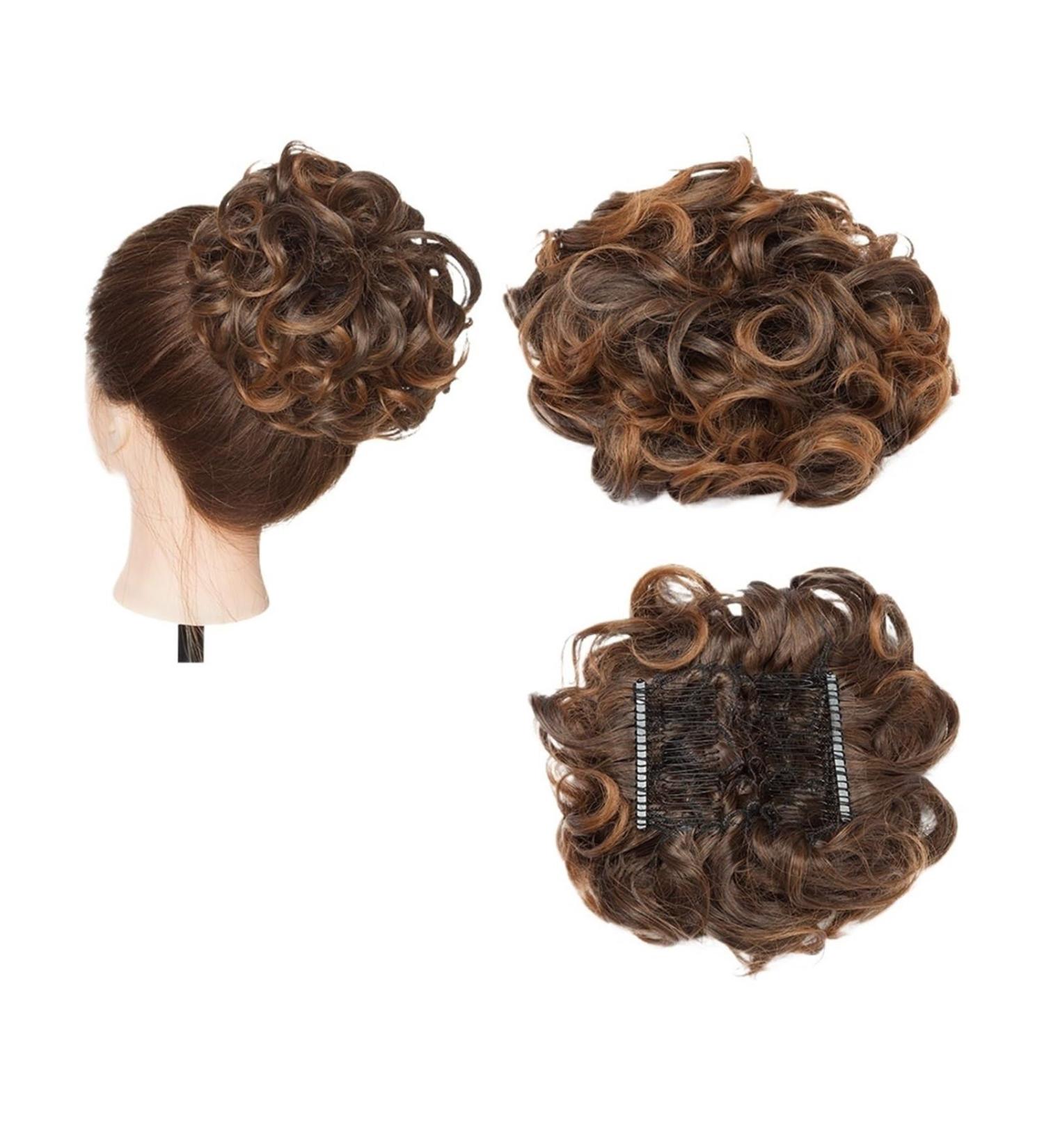 Hair Bun Hairpiece for Women Synthetic Large Comb Clip In Curly Hair Extension Chignon Hair Pieces Women Updo Cover Hairpiece Extension Hair Bun Hair Chignons(4T30) - Buy Online on GoSupps.com