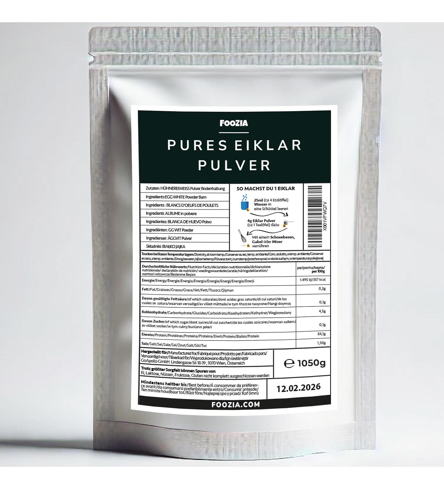 Foozia Pure Egg White Powder Austrian Egg Powder Liquid Egg White Powder Egg Protein Powder (1050g) - Buy Online on GoSupps.com