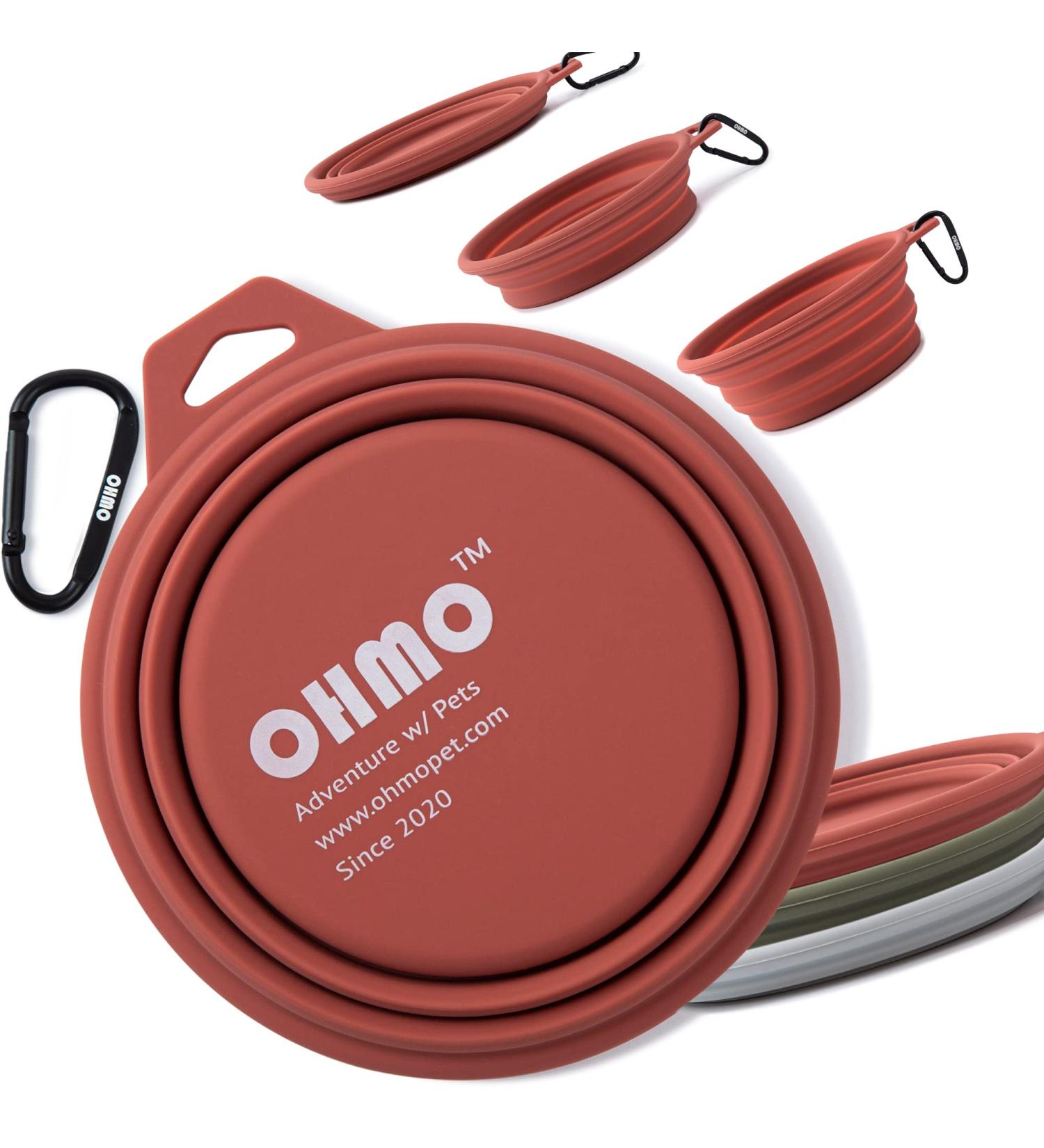 Ohmo Foldable Dog Bowl 800ml - Portable Drinking Bowl for Medium to Large Pets | Ideal for Travel Walking Camping & Hiking | Extra Thick Design - Buy Online on GoSupps.com