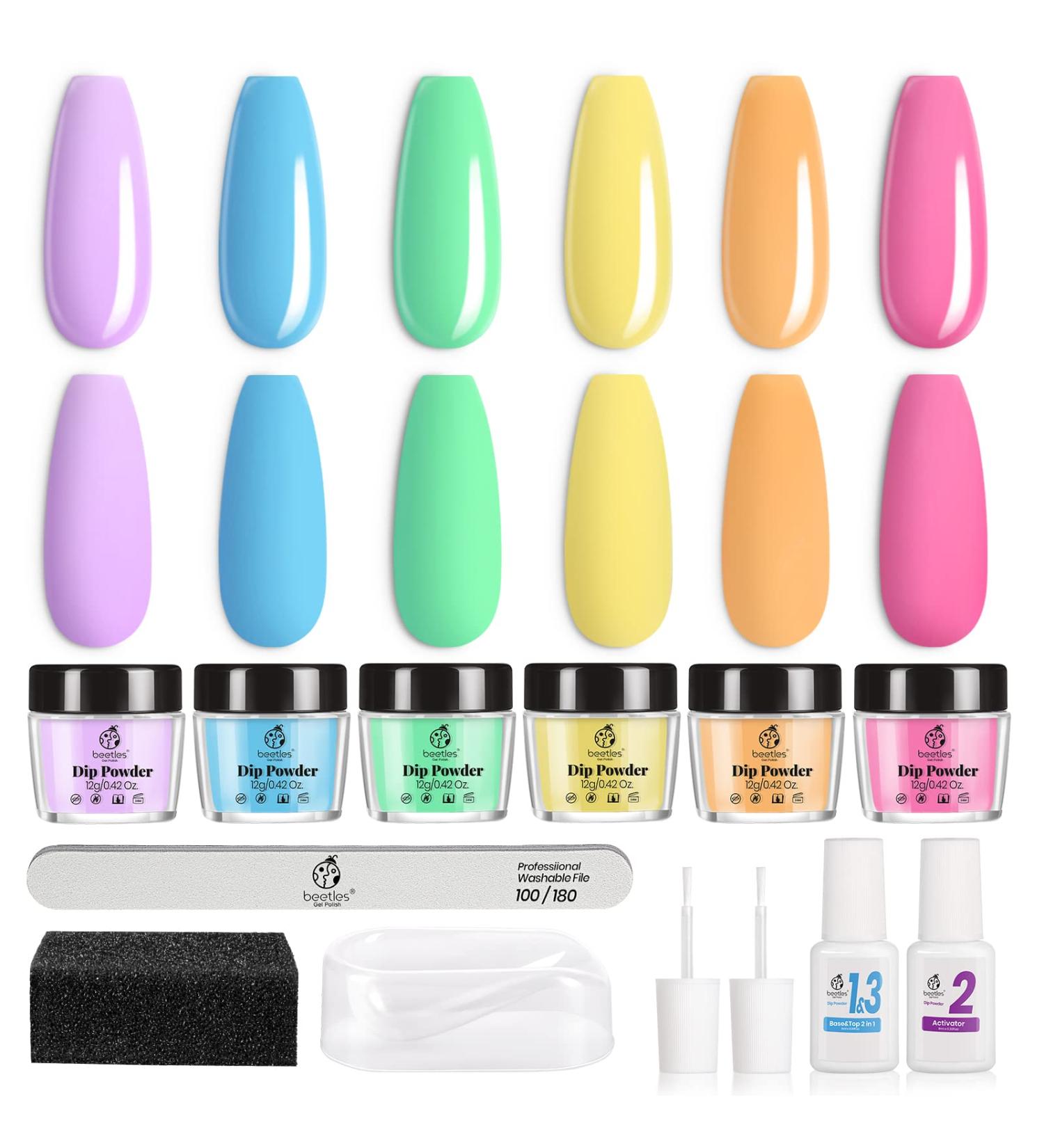 Beetles Dip Powder Nail Kit - 6 Pastel Bright Spring Colors for DIY Nail Art - Buy Online on GoSupps.com